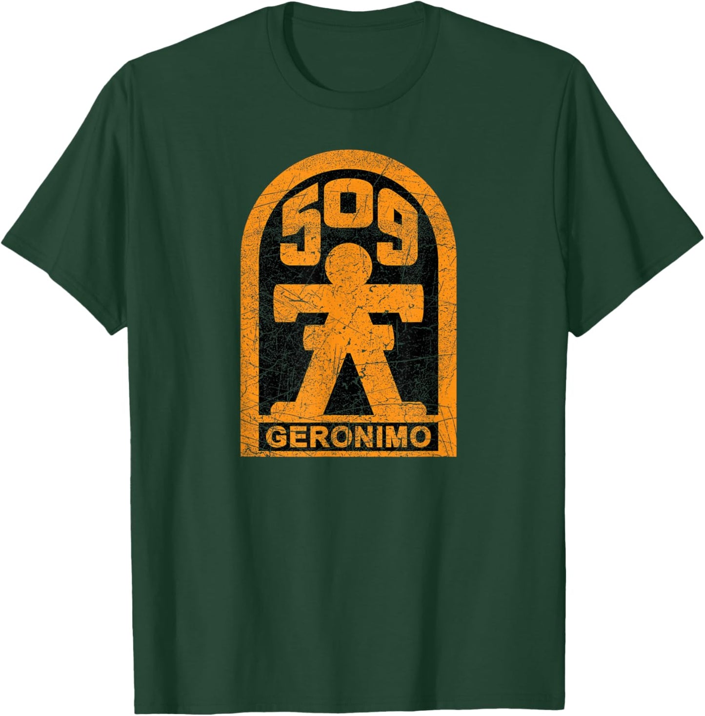 American Marauder: 509th Airborne Geronimo Insignia -Adults Black Cotton T-Shirt - T-Shirt | Forest