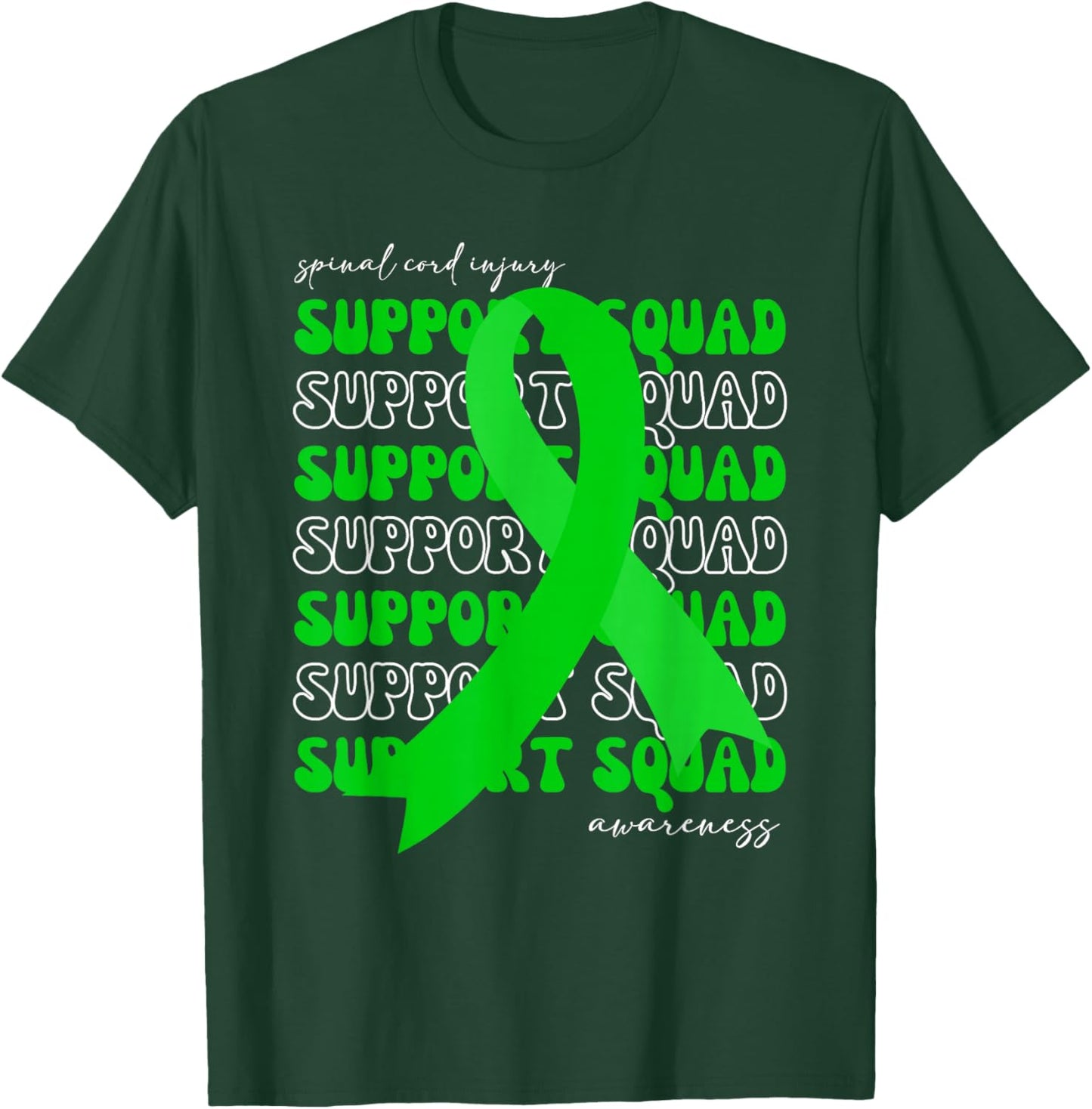 Support Squad Spinal Cord Injury Awareness Ribbon Fighter T-Shirt - T-Shirt | Forest