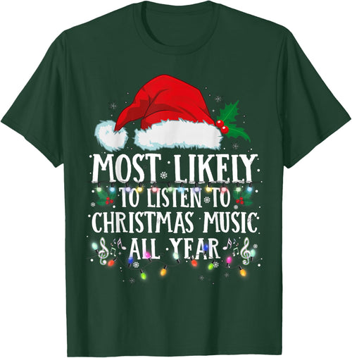 Matching Christmas PJS Most Likely To Listen Christmas Music