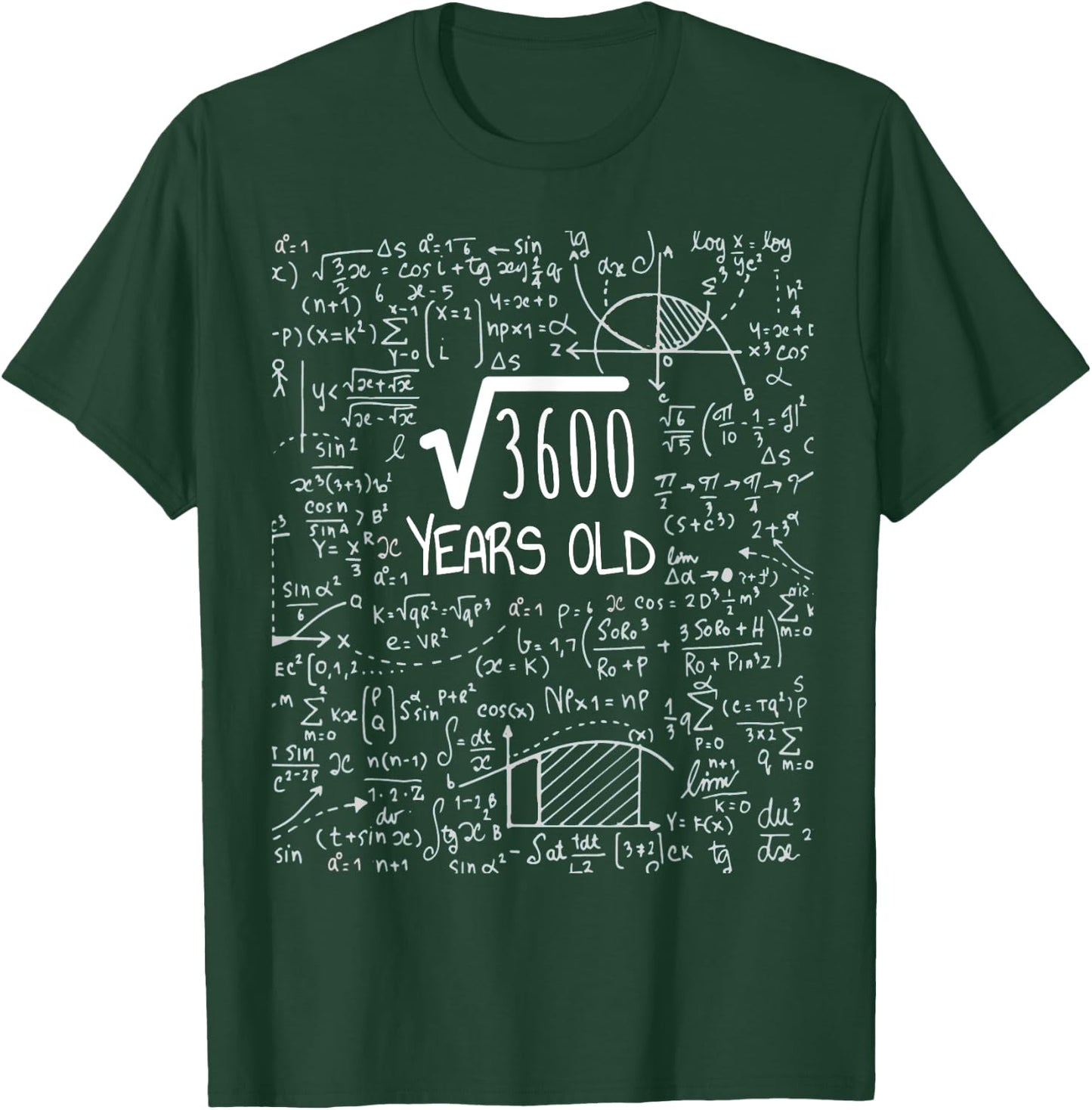 60th Birthday Square Root of 3600: 60 Years Old T-Shirt - T-Shirt | Forest