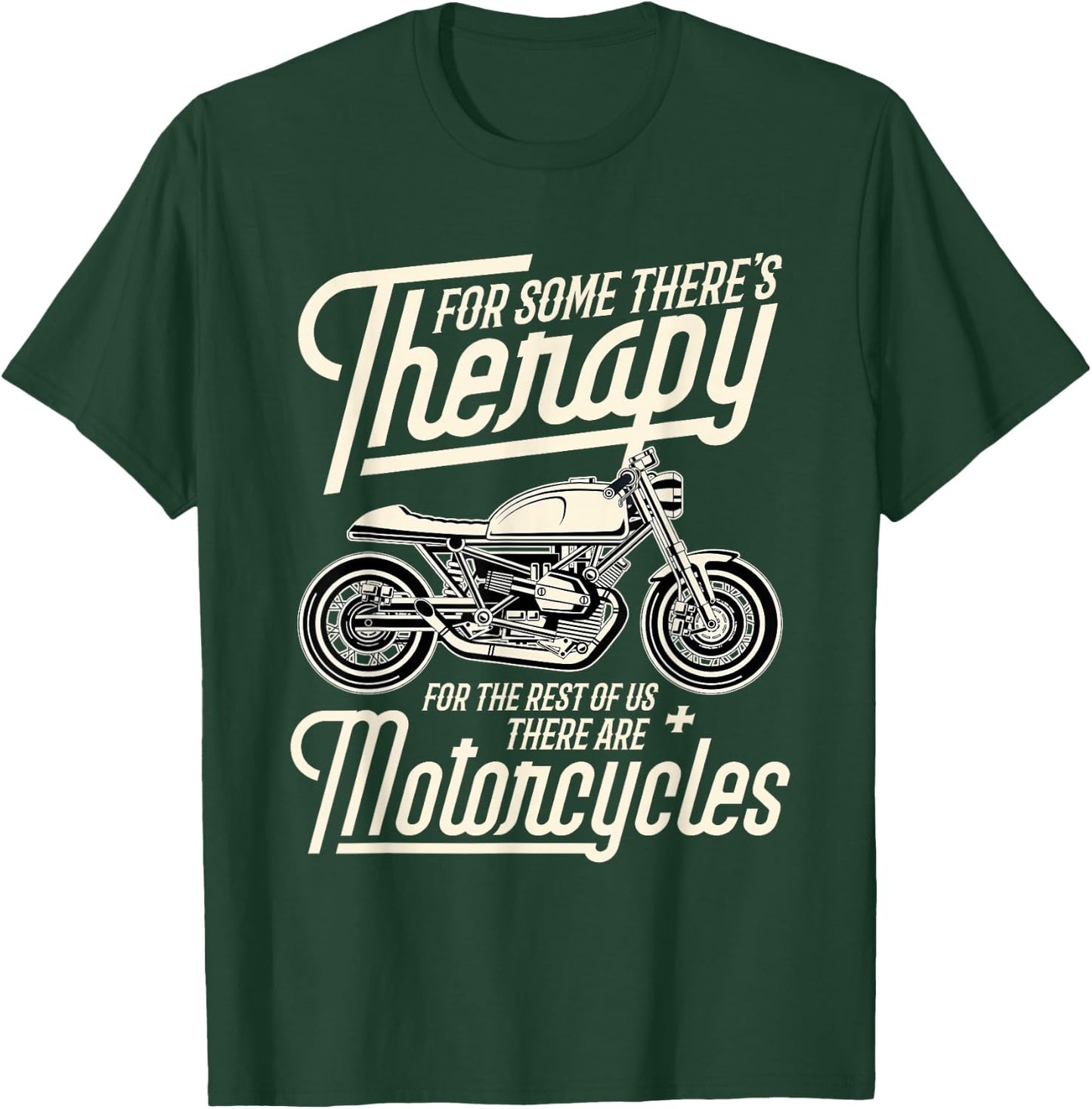 Funny Motorcycle Rider Therapy - Vintage Biker Gift Short Sleeve T-Shirt - T-Shirt | Forest