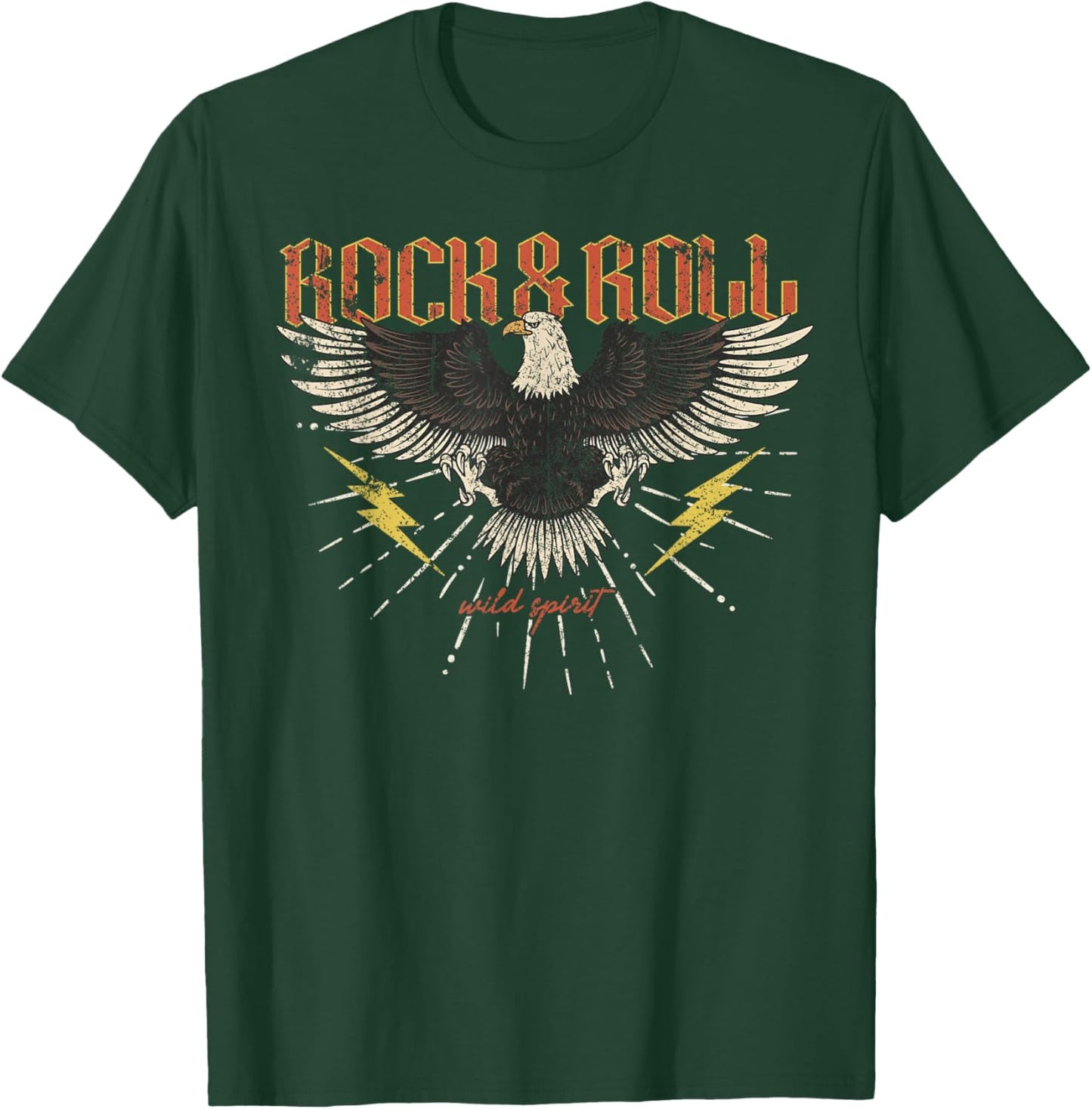 Rock and Roll Eagle Vintage ROCK Music Freedom T-Shirt - T-Shirt | Forest