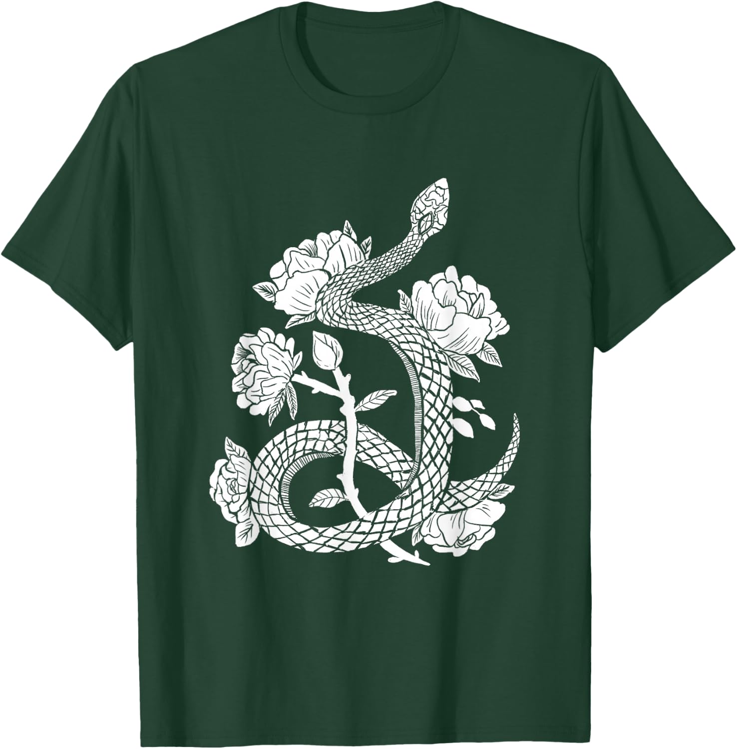 Snake & Flowers Gothic Witchy Punk T-Shirt - T-Shirt | Forest