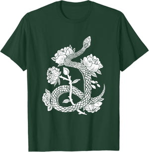 Snake & Flowers Gothic Witchy Punk T-Shirt - T-Shirt | Forest