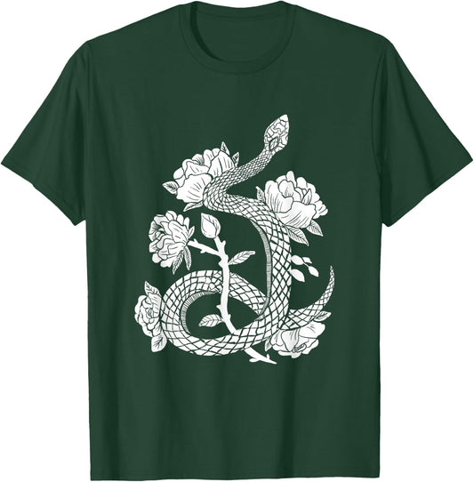 Snake & Flowers Gothic Witchy Punk T-Shirt - T-Shirt | Forest