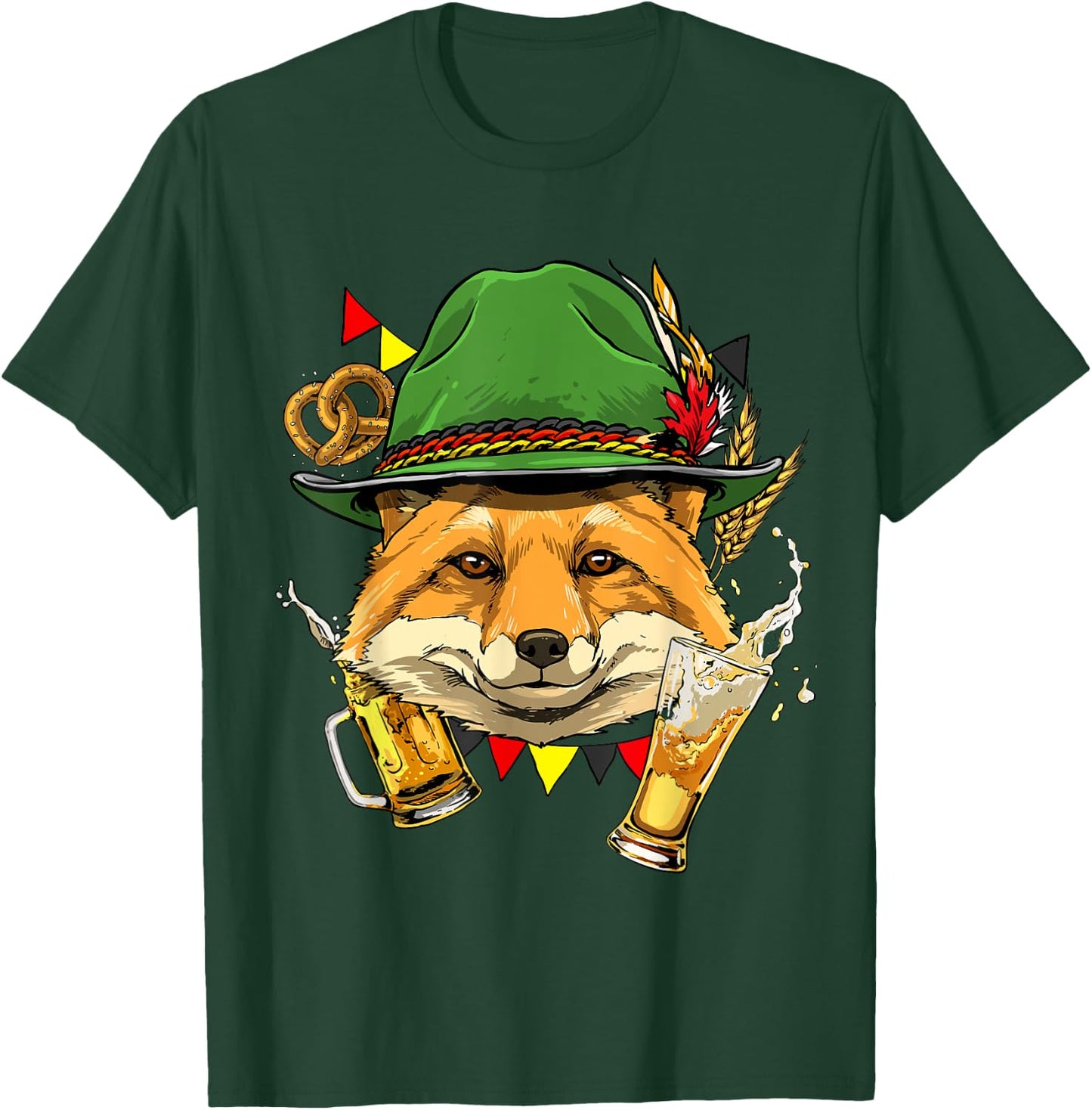 Germany Oktoberfest Lederhosen Fox Beer Fest German Bavarian T-Shirt - T-Shirt | Forest