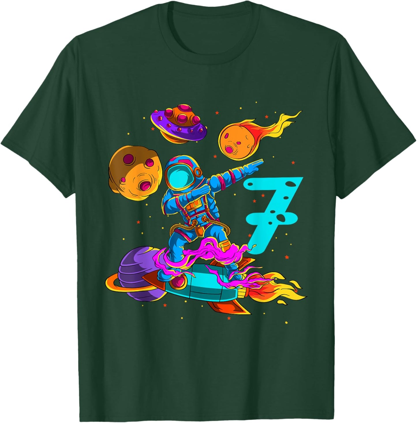 7 years Birthday Boy Astronaut 7th Birthday Boys Astronaut T-Shirt - T-Shirt | Forest