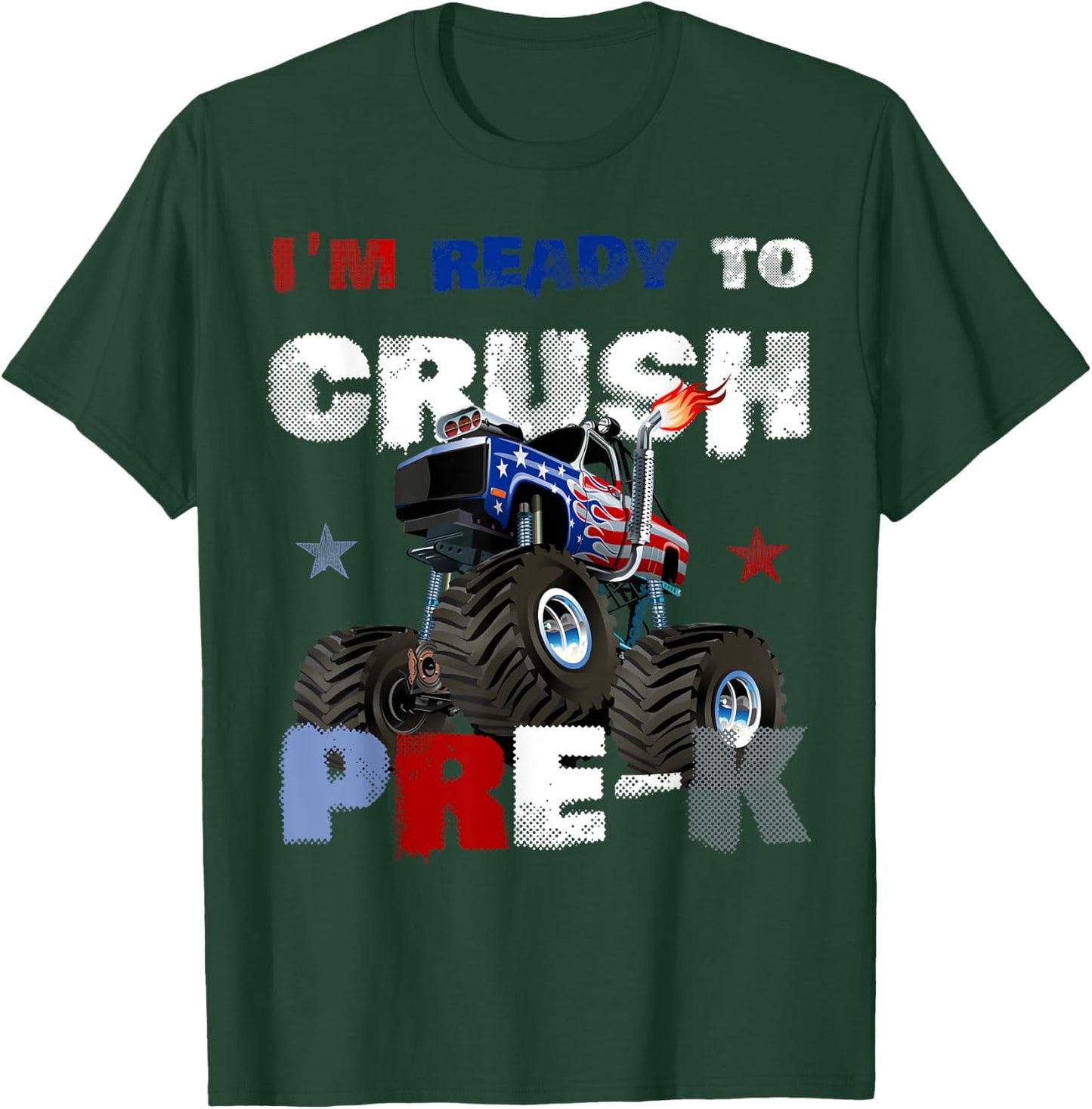 First Day of PRE-K Monster Truck Back to School Boys Gift T-Shirt - T-Shirt | Forest