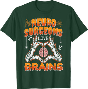 Neurosurgery Neurosurgeons Love Brains Halloween T-Shirt - T-Shirt | Forest
