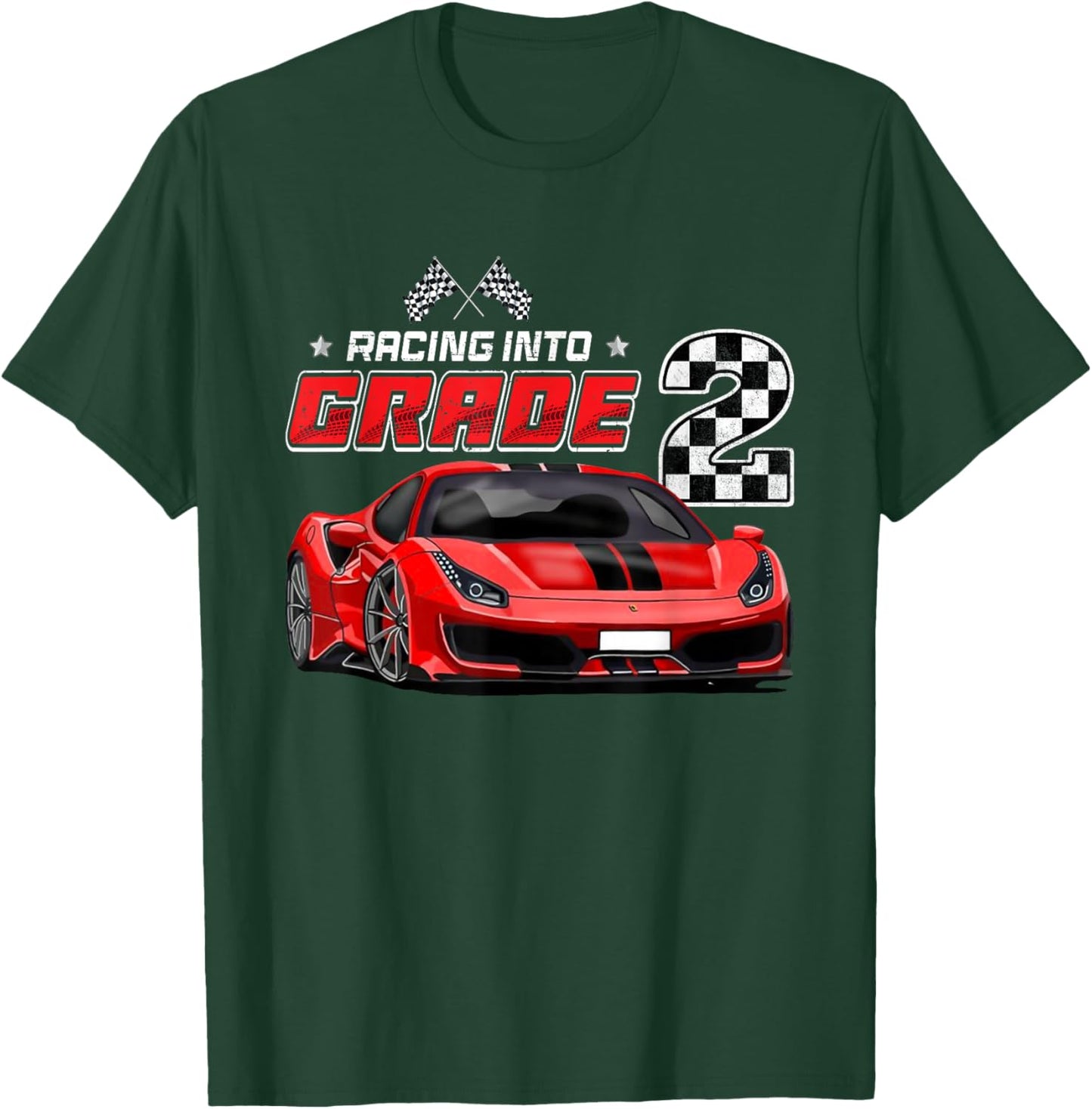 Racing Into 2nd Grade Race Car Back To School Boys T-Shirt - T-Shirt | Forest