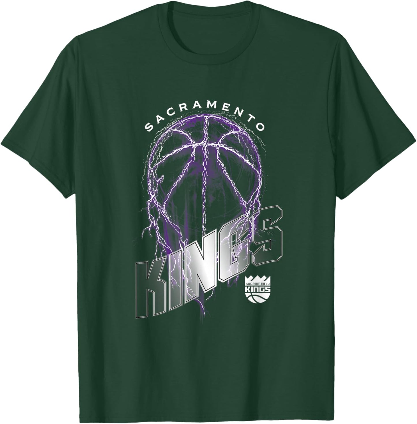 NBA Sacramento Kings Lightning Bolt Basketball Logo T-Shirt - T-Shirt | Forest