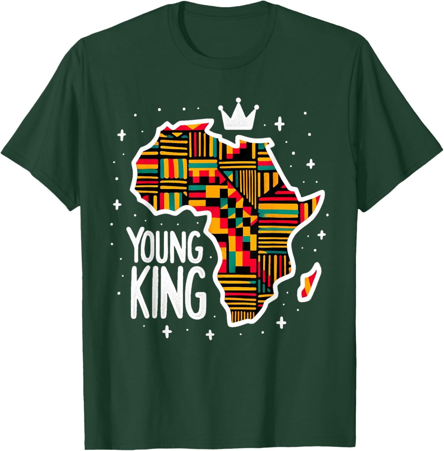Boys African Kente Print Clothes Kids Young King Kente Youth T-Shirt - T-Shirt | Forest