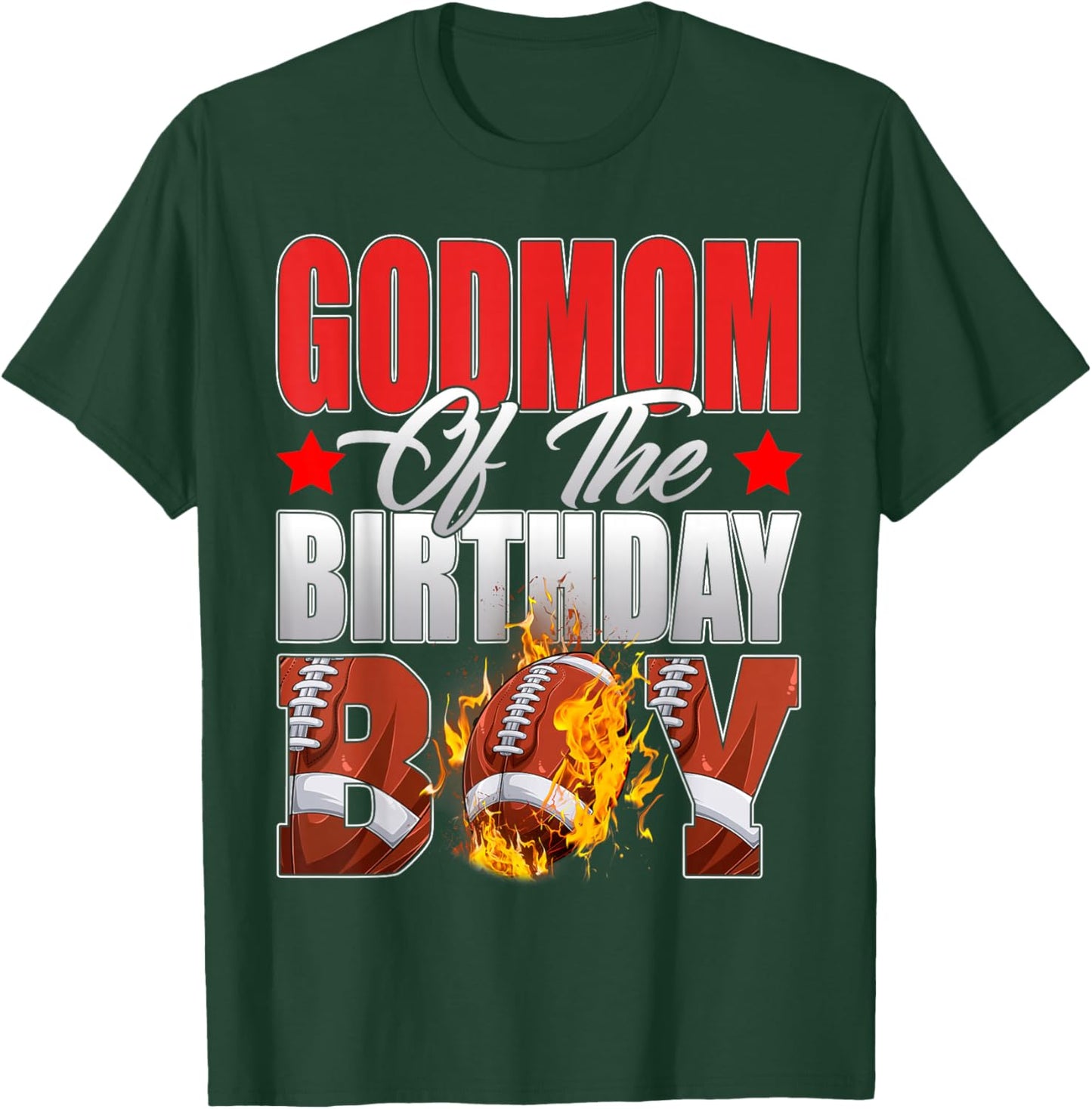 Godmom Of The Birthday Boy Football Bday Celebration T-Shirt - T-Shirt | Forest