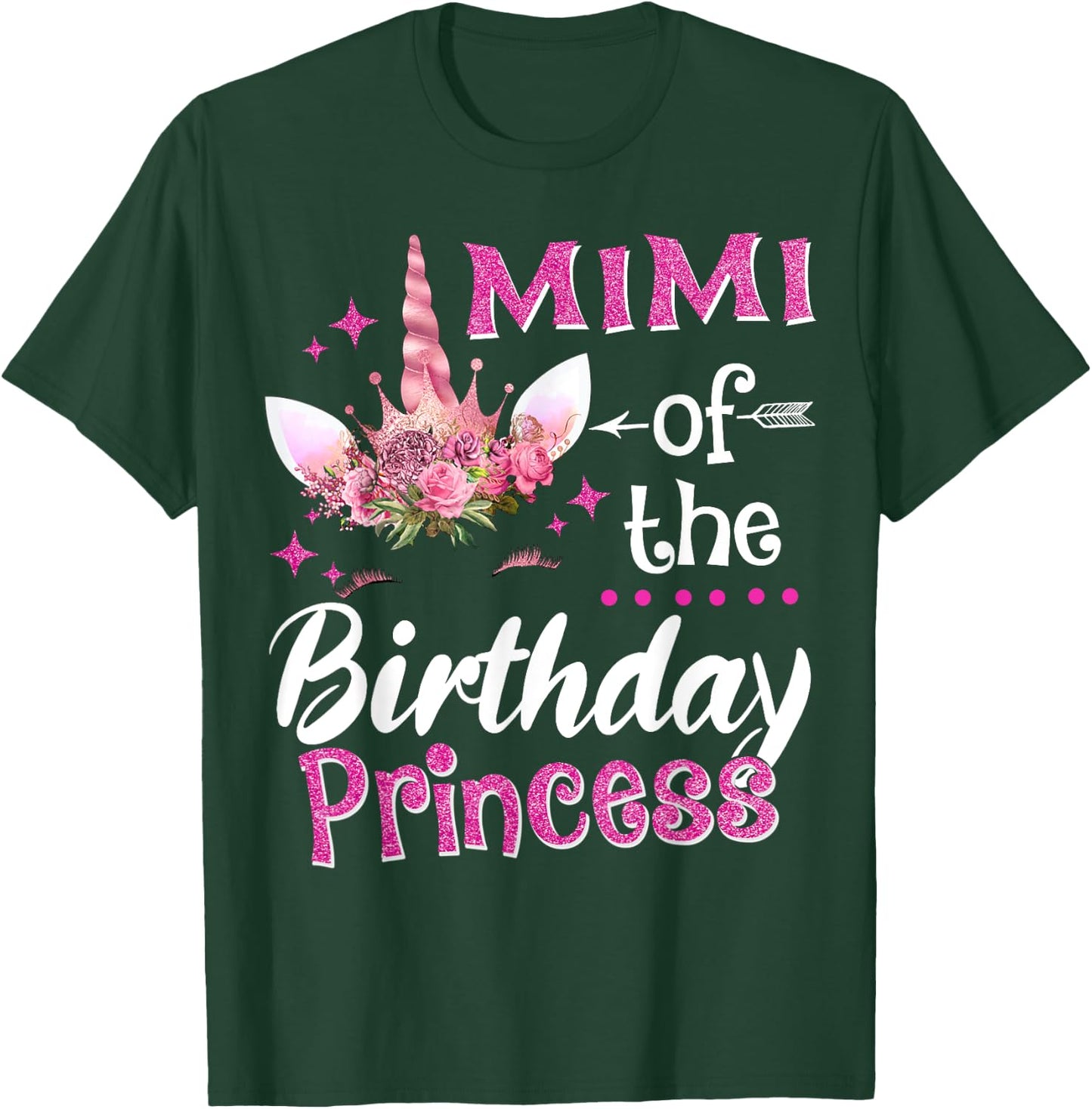 Mimi Of The Birthday Princess Unicorn Flower Grandma T-Shirt - T-Shirt | Forest