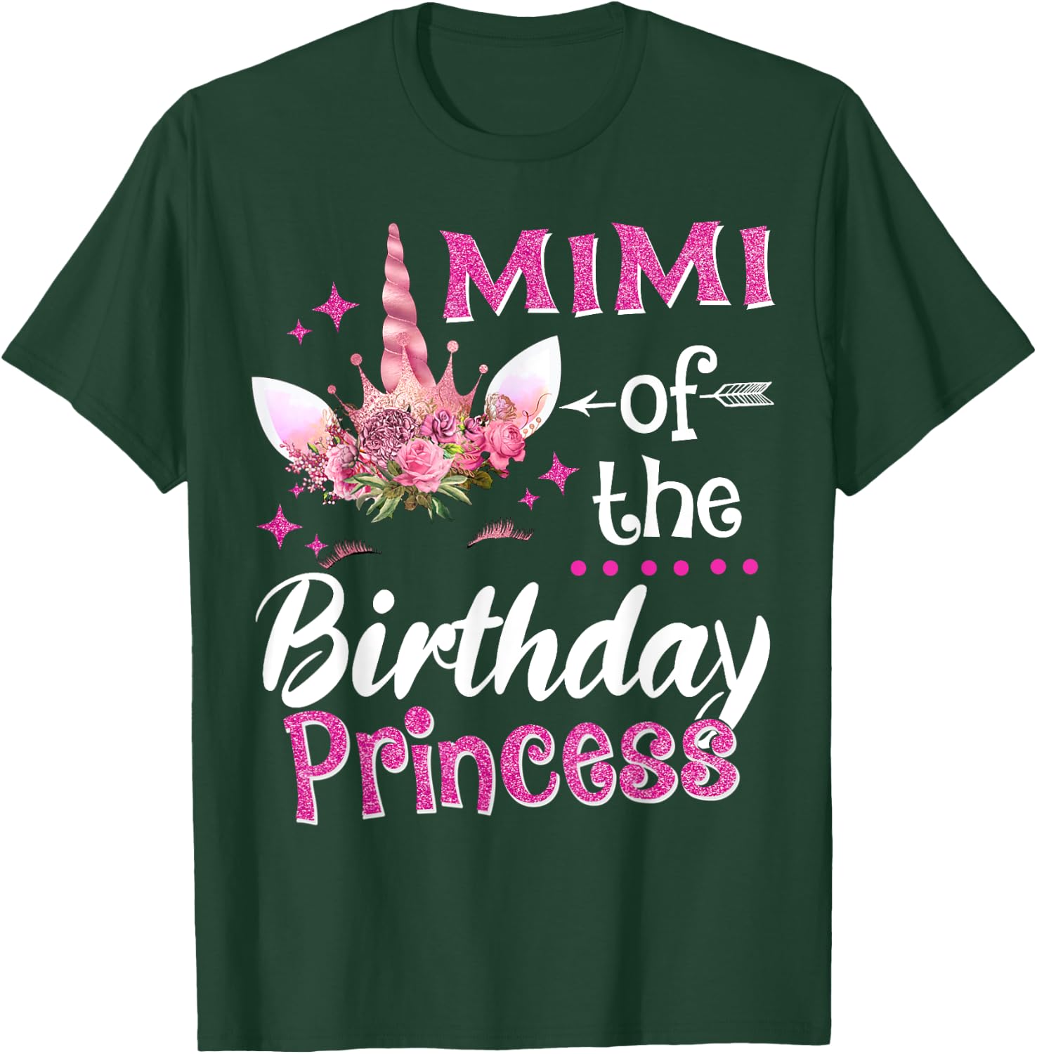 Mimi Of The Birthday Princess Unicorn Flower Grandma T-Shirt - T-Shirt | Forest