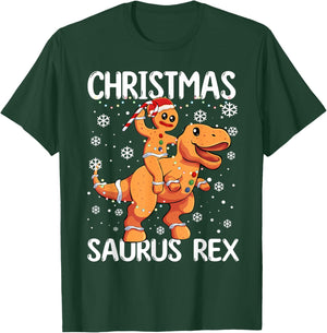 Christmas Saurus Rex Gingerbread Man Cookie TRex Boys Kids T-Shirt - T-Shirt | Forest