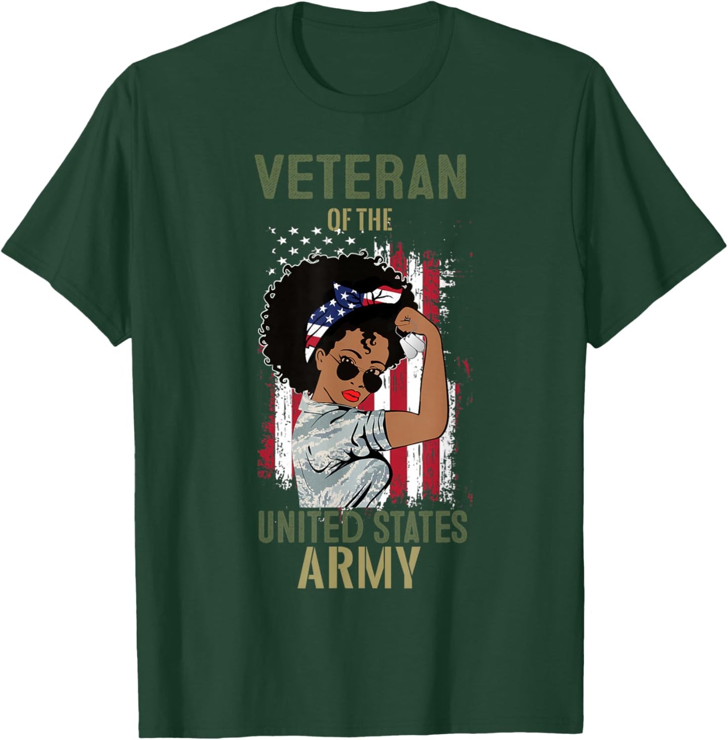 African American Army Veteran Female Shirt, Melanin US Army T-Shirt - T-Shirt | Forest