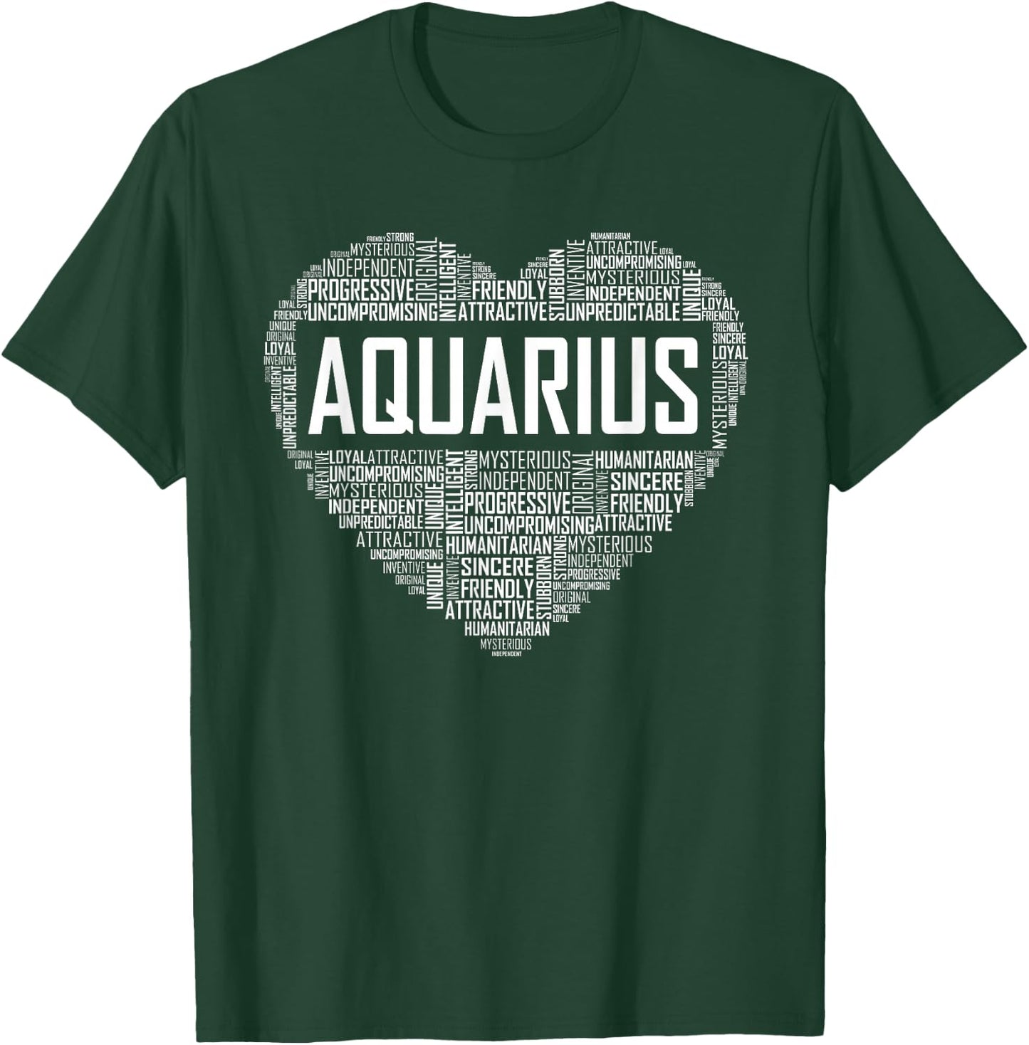 Love Aquarius Characteristics Co Aquarius Zodiac Traits Horoscope Astrology Sign Gift Heart T-Shirt - T-Shirt | Forest