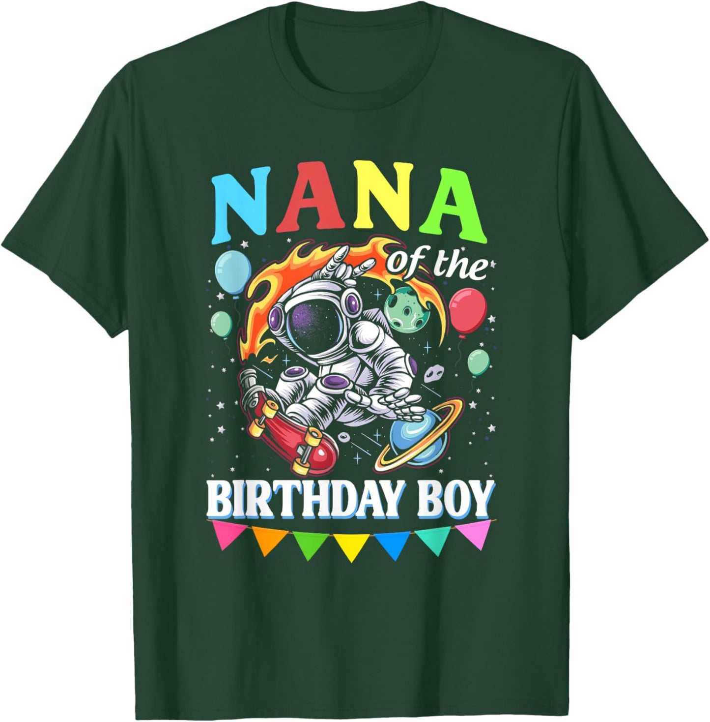 Nana of The Birthday Boy Astronaut Family Space Planets T-Shirt - T-Shirt | Forest