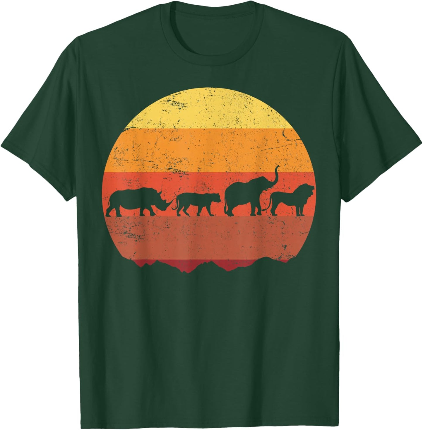 Africa Animals Safari Rhino Lion Elephant T-Shirt - T-Shirt | Forest
