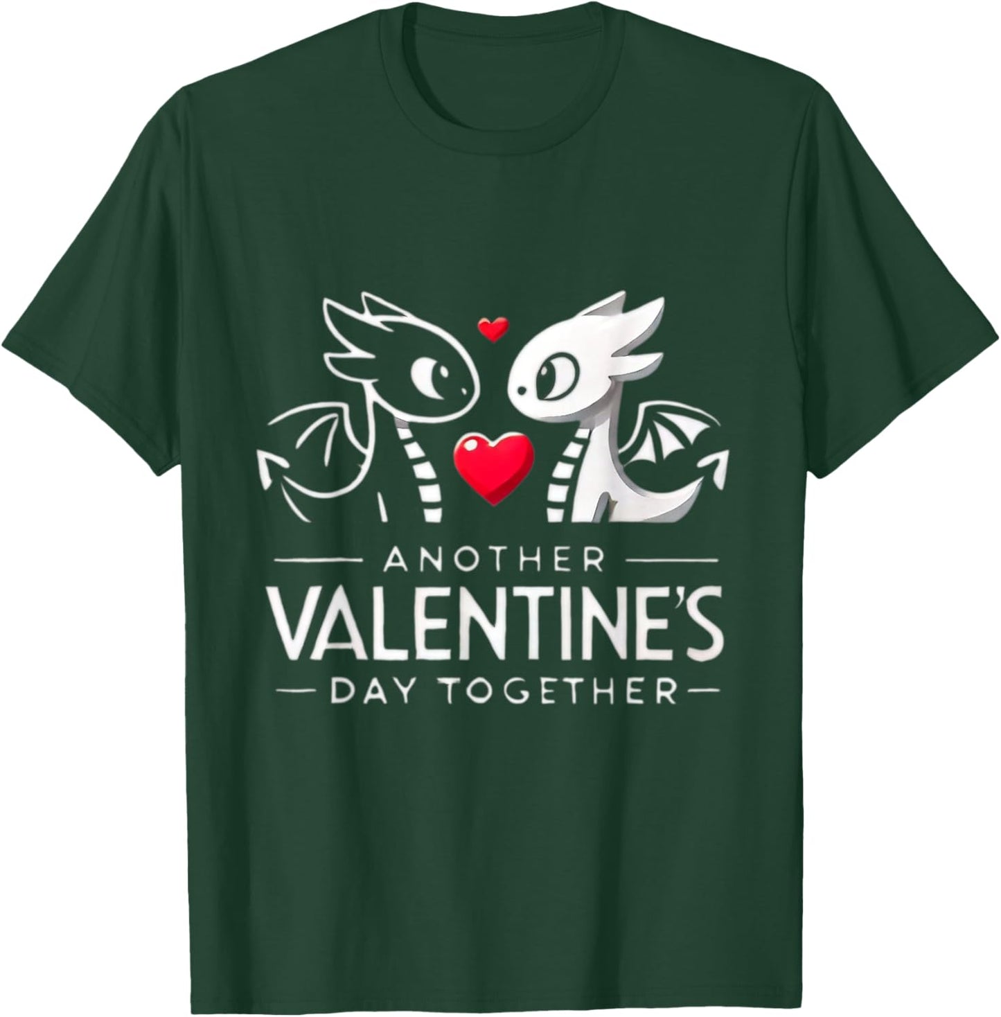 Romantic Dragon Couple Valentine's Day Design - Black, , Short Sleeve, Cotton 90% Polyester 10%, Size Small T-Shirt - T-Shirt | Forest