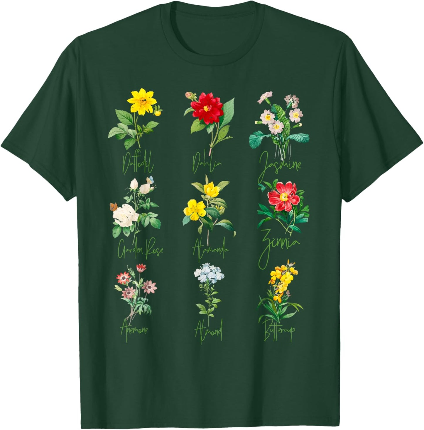 Vintage Botanical Beautiful Floral Flower Power T-Shirt - T-Shirt | Forest