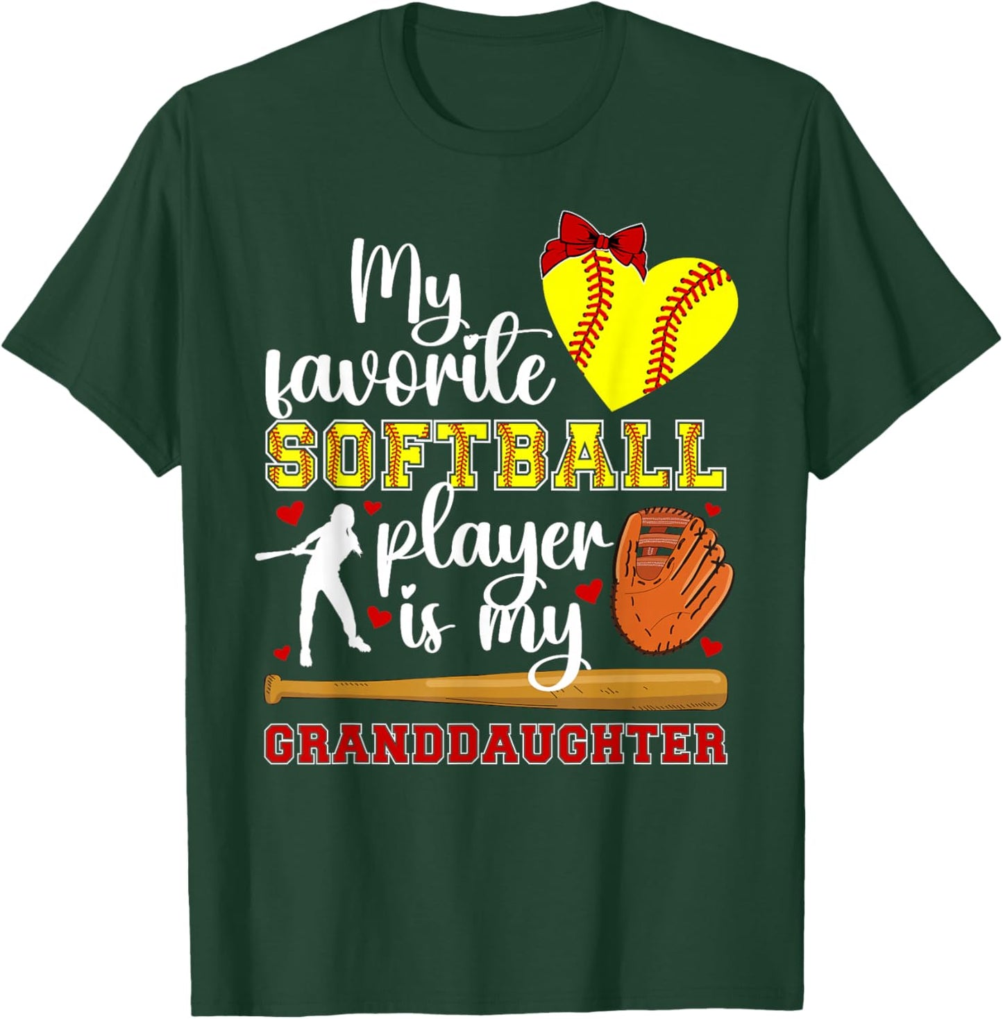 Softball Grandma Proud Softball Player Grandmother T-Shirt - T-Shirt | Forest