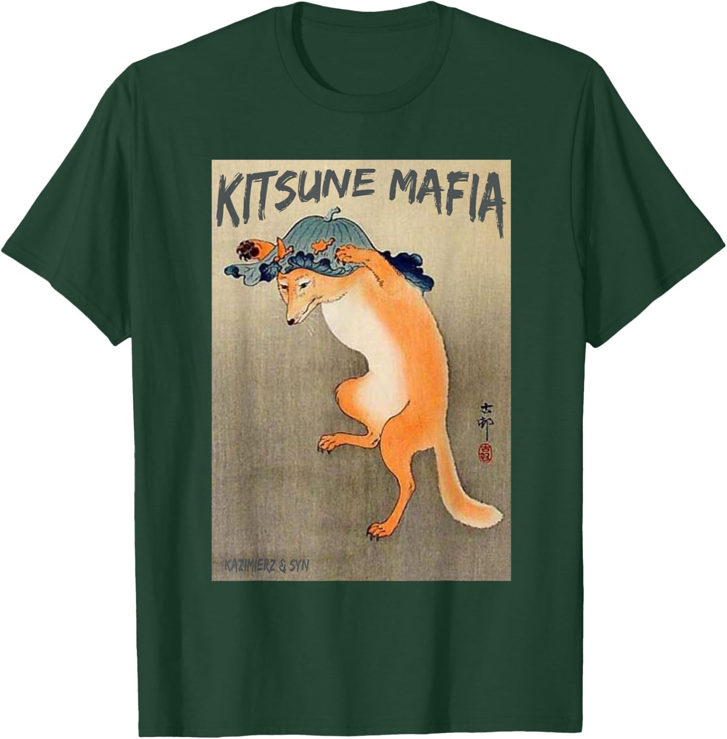 Kitsune Mafia, Anime Nine Tail Fox Spirit, Ukiyo-e Japanese T-Shirt - T-Shirt | Forest