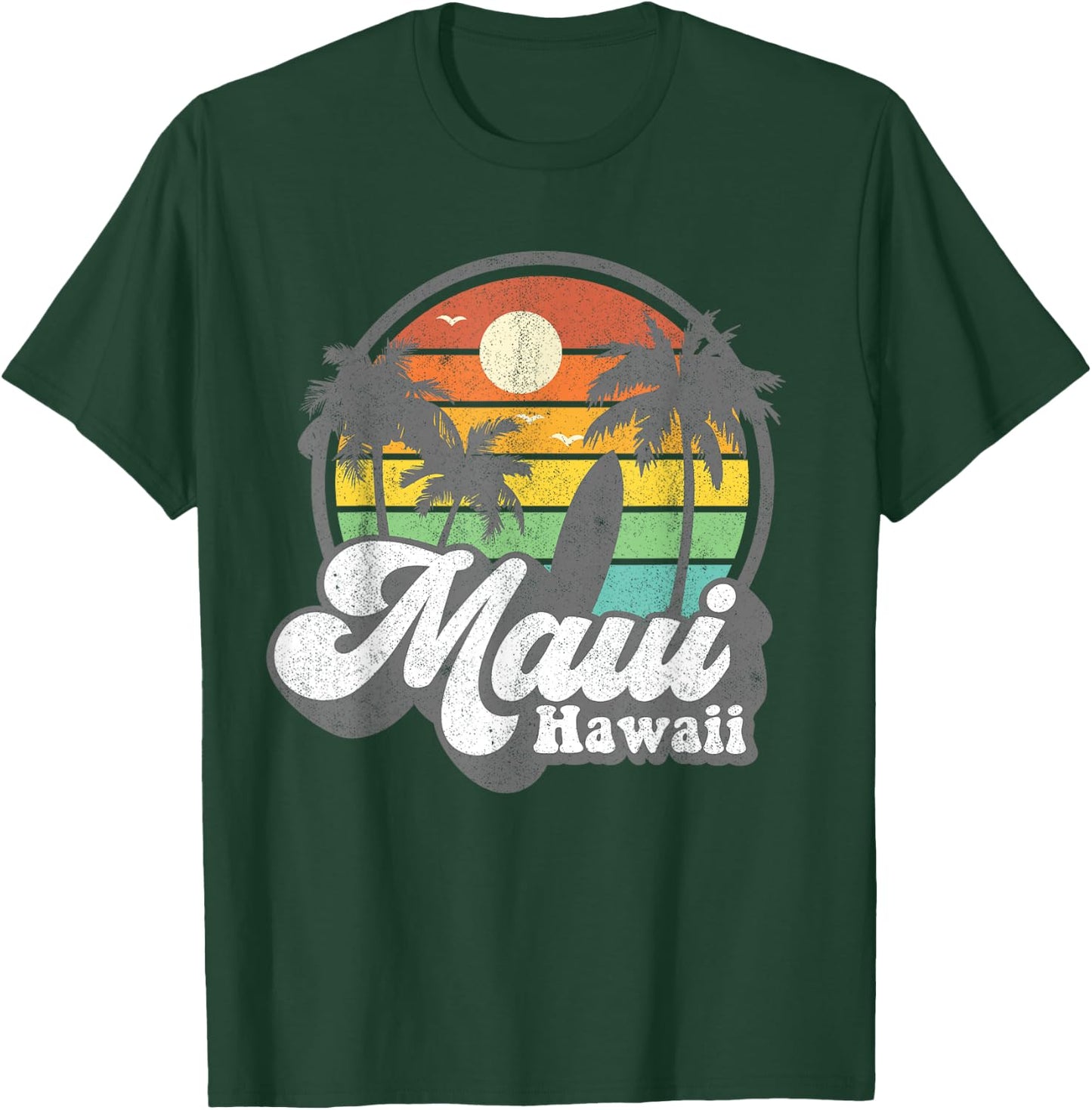 Vintage Maui Hawaii Hawaiian Beach Surfing 70's Surf Gift T-Shirt - T-Shirt | Forest