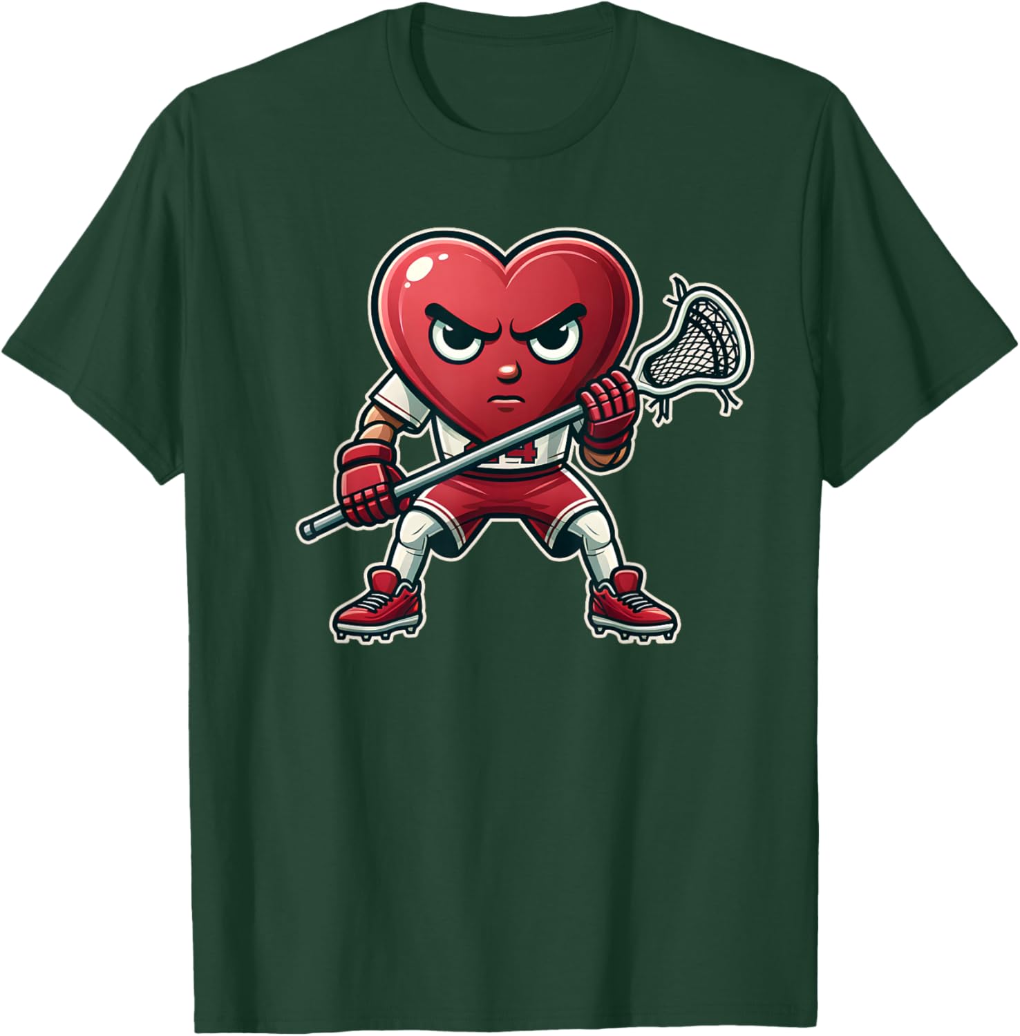 Valentine's Day Heart Lacrosse Team Player , Small T-Shirt - T-Shirt | Forest