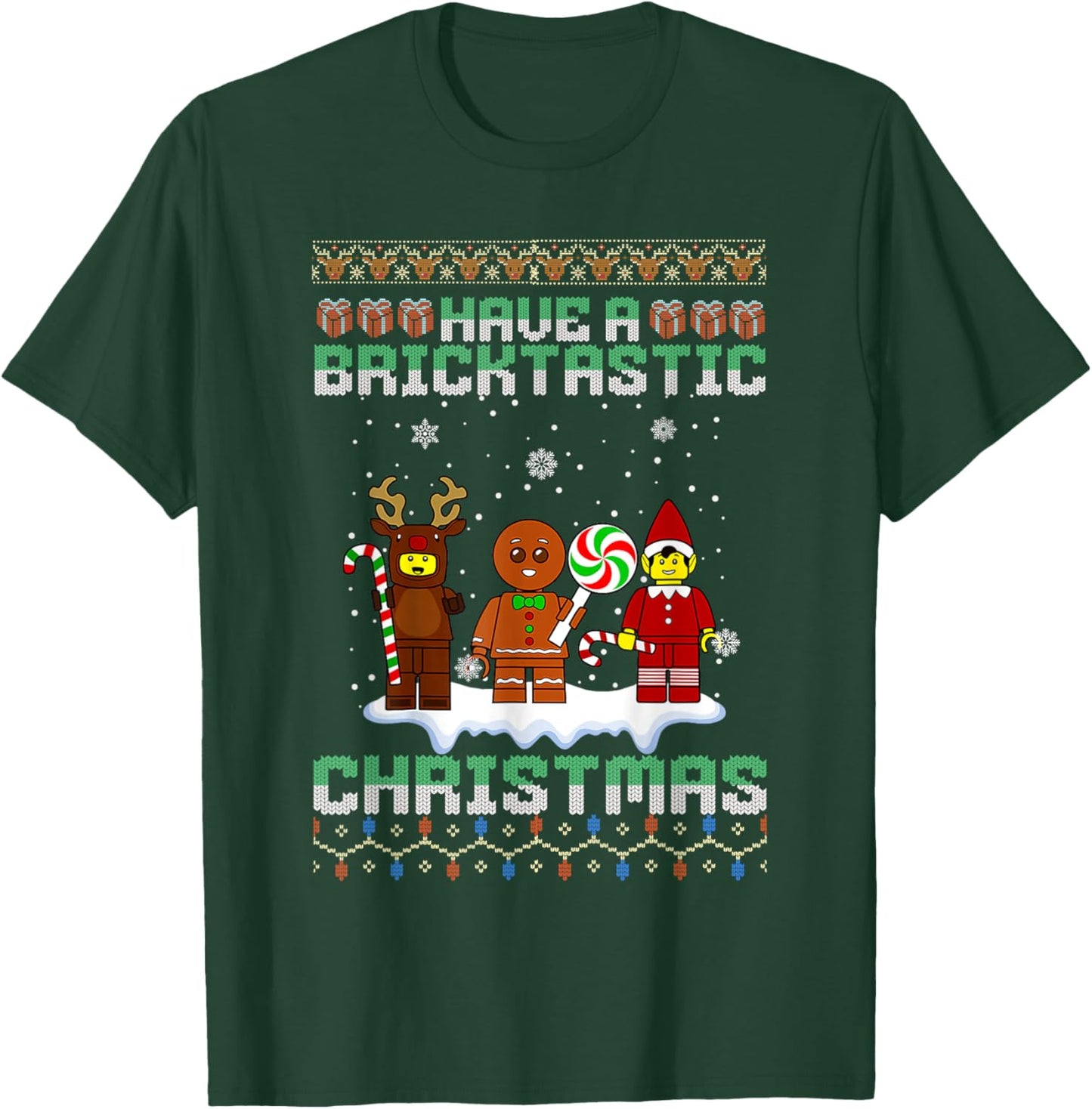 Have A Bricktastic Christmas Building Bricks Ugly Sweater T-Shirt - T-Shirt | Forest