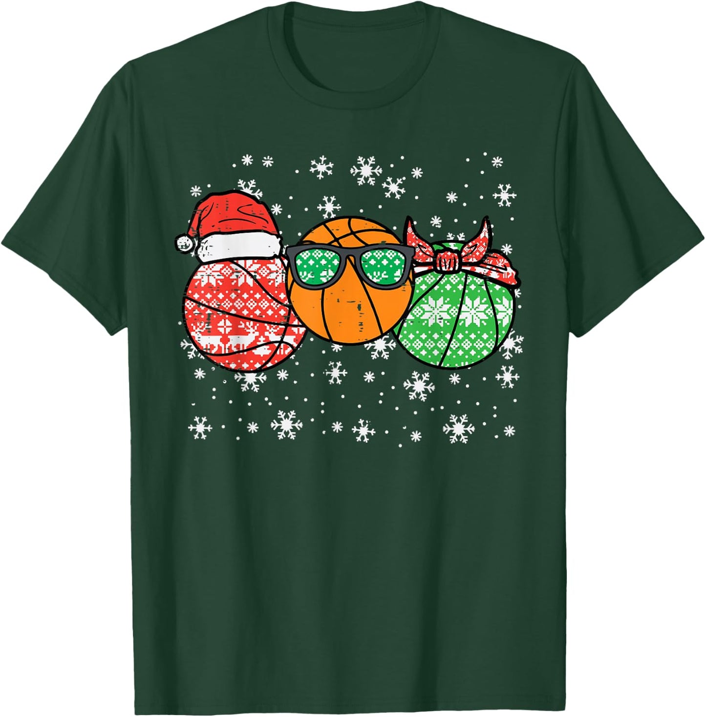 Christmas Basketballs Santa Cute Xmas Sports Men Boys Kids T-Shirt - T-Shirt | Forest