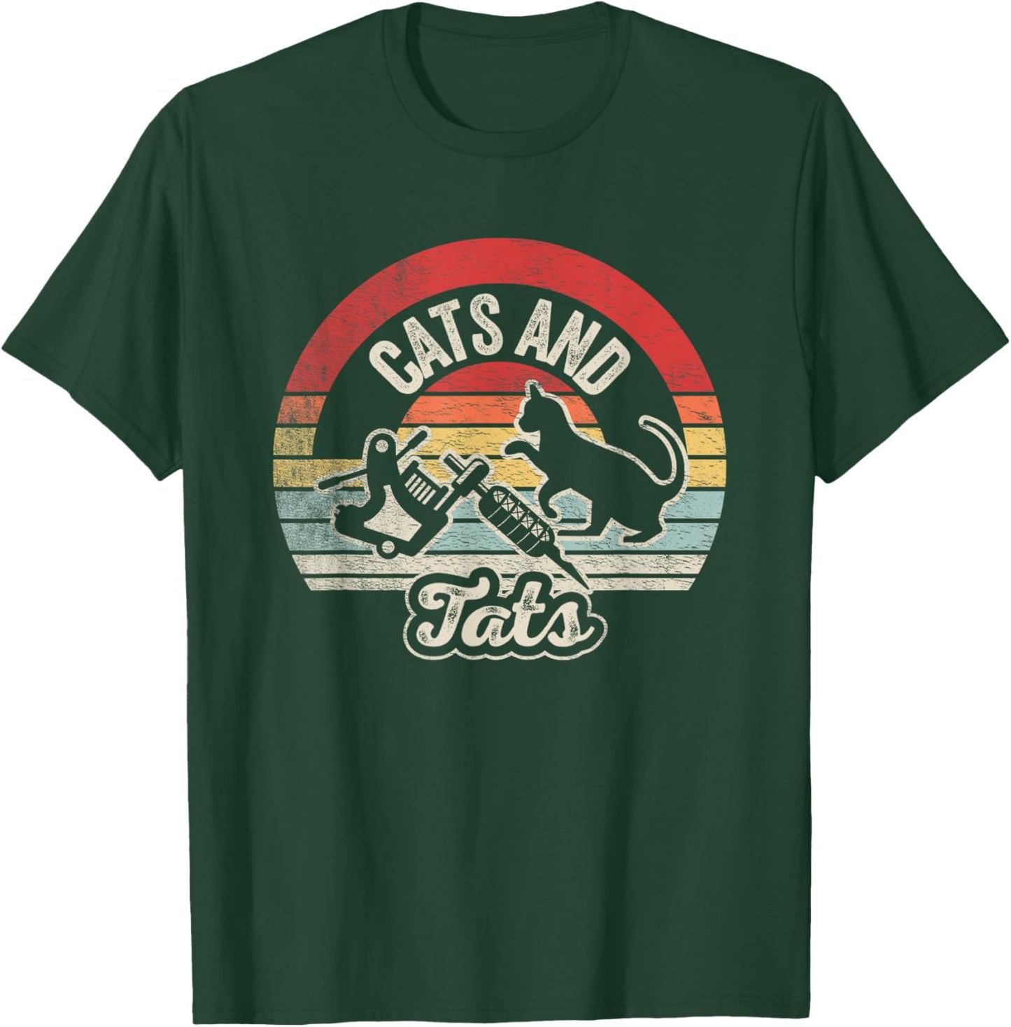 Vintage Cats and Tats Shirt Cat Tattoo Lover Cats & Tats T-Shirt - T-Shirt | Forest