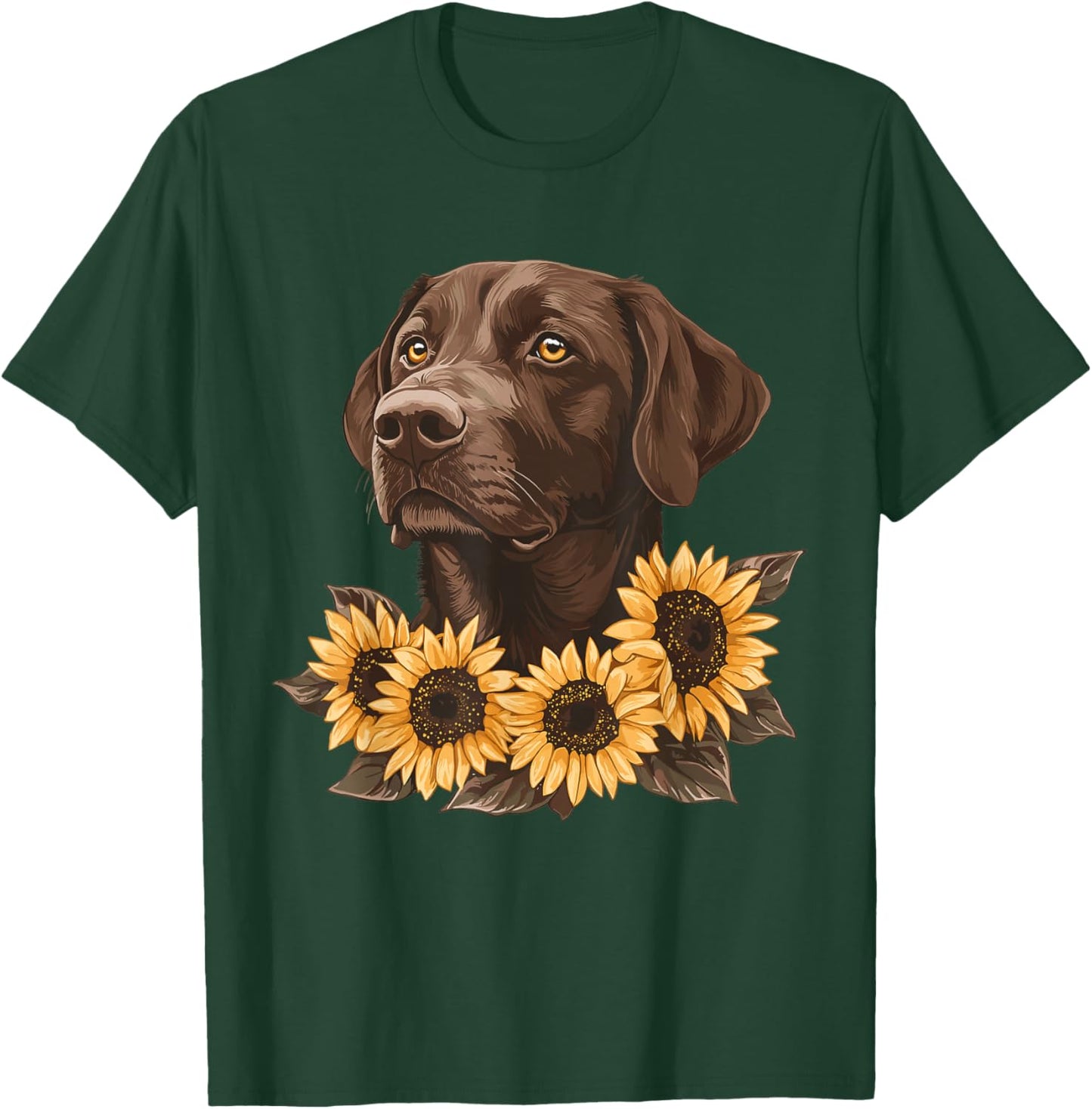 Brown Labrador with Sunflowers T-Shirt - T-Shirt | Forest