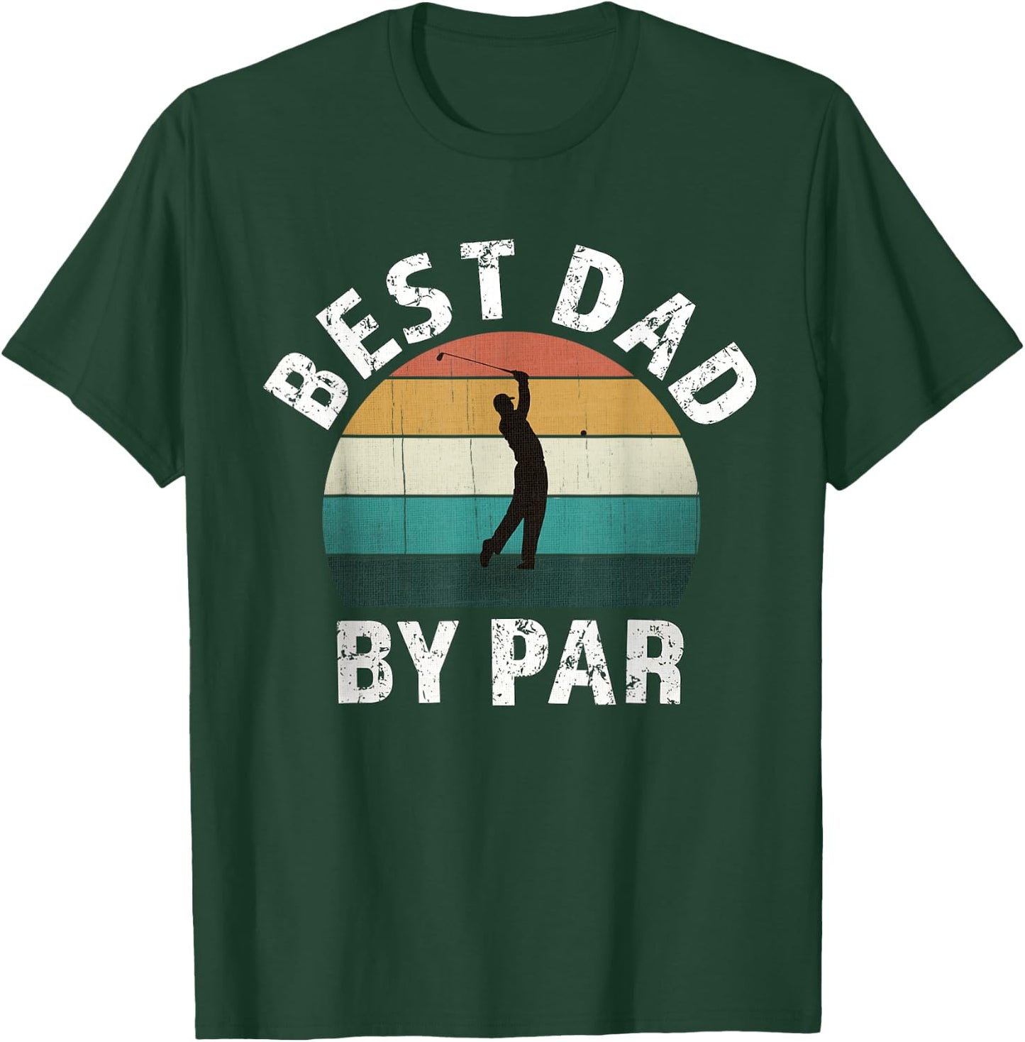 Retro Golfer Dad: Fun Vintage Sunset Father Playing Golf Pun T-Shirt - T-Shirt | Forest