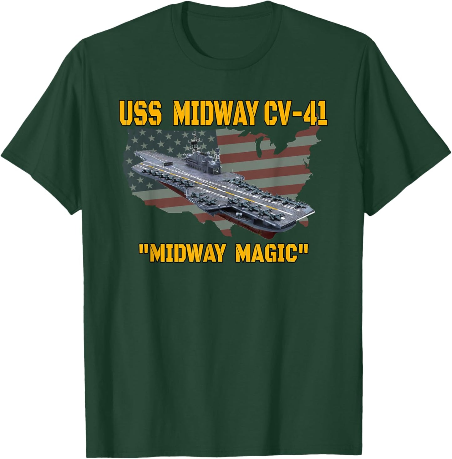 Aircraft Carrier USS Midway Veterans Day Fathers Day Grandpa T-Shirt - T-Shirt | Forest