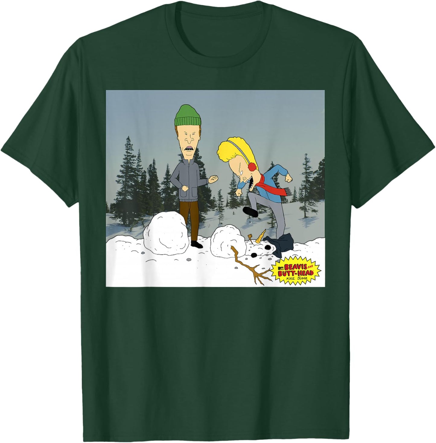 Beavis and Butt-Head Snowman Christmas Portrait T-Shirt - T-Shirt | Forest