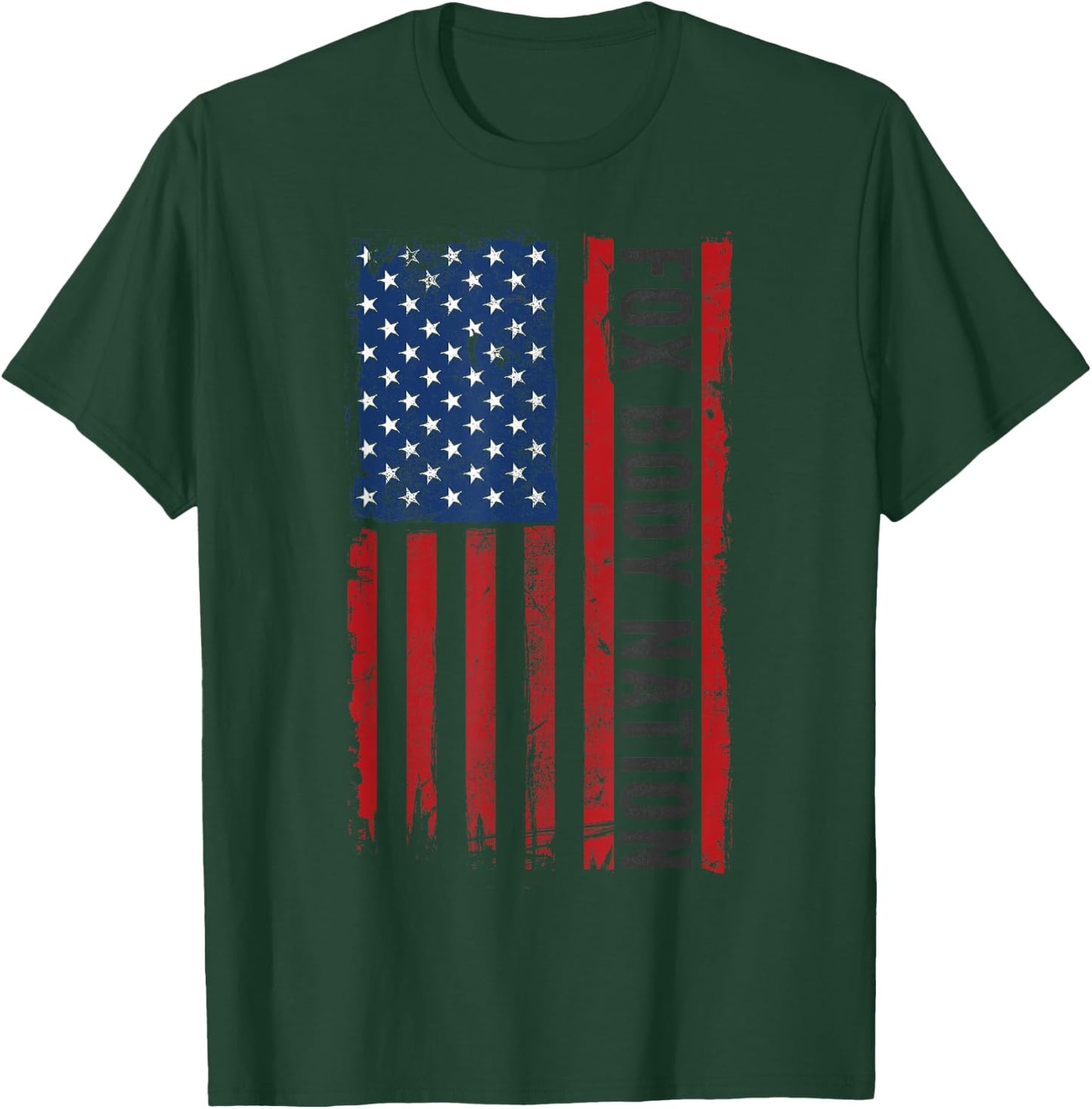 Vintage Foxbody American Flag Stang Muscle Car Gift T-Shirt - T-Shirt | Forest
