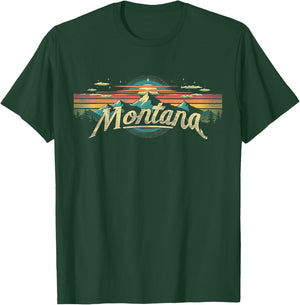 Montana -Cool Funny Graphic Vintage Men Women Kids Mountains T-Shirt - T-Shirt | Forest