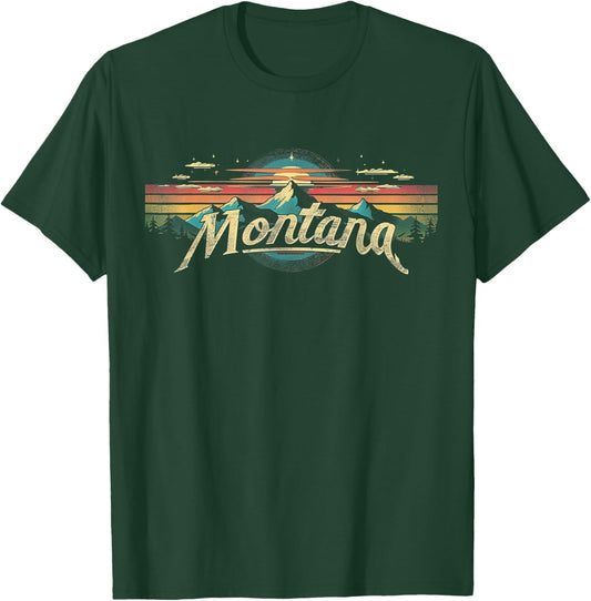 Montana -Cool Funny Graphic Vintage Men Women Kids Mountains T-Shirt - T-Shirt | Forest