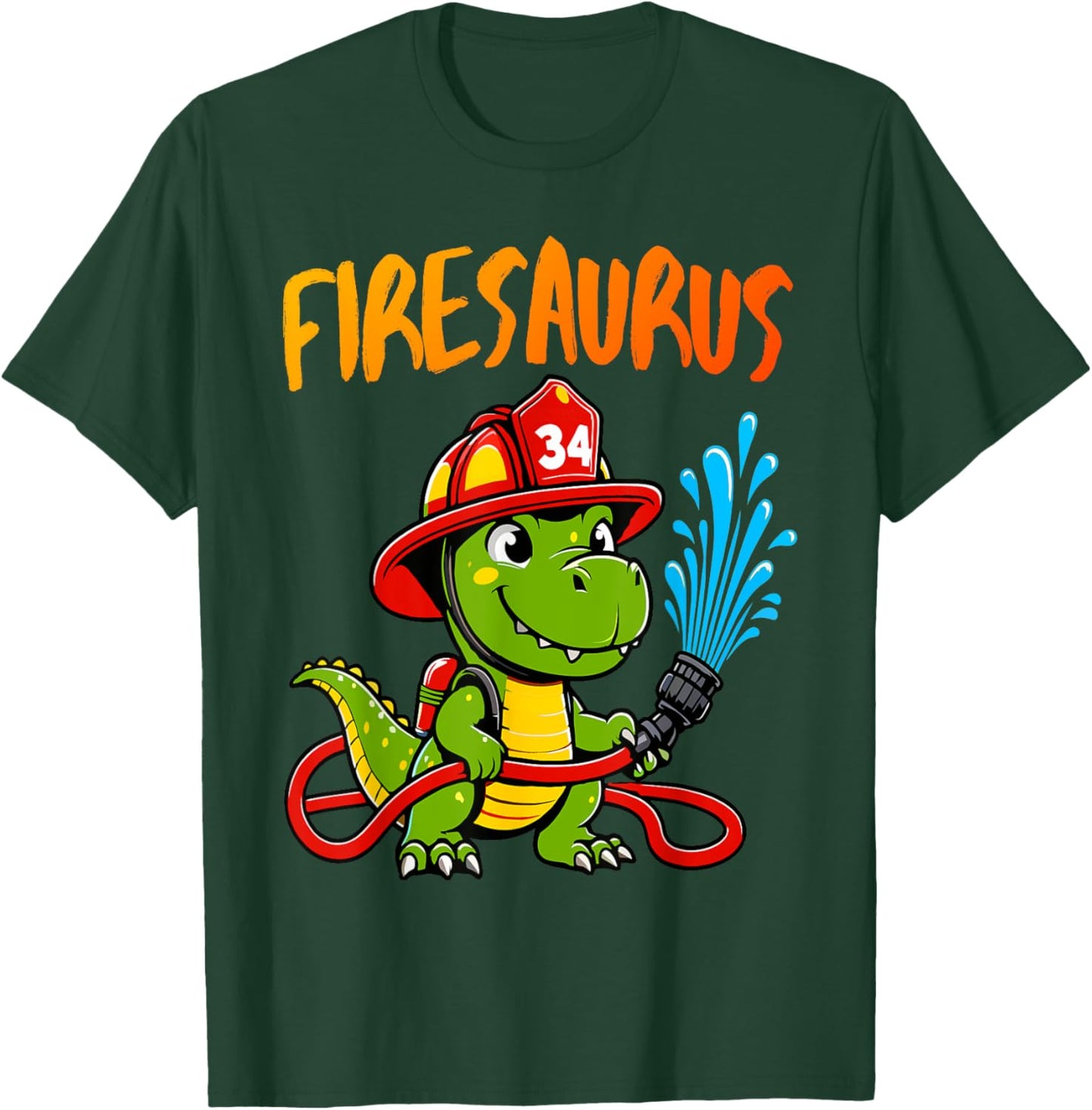 Firesaurus Rex Fireman Fire Firefighters Dino Hero T-Shirt - T-Shirt | Forest
