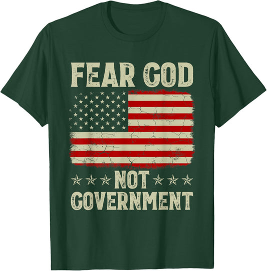 Fear God Not Government Vintage Old American Flag T-Shirt - T-Shirt | Forest