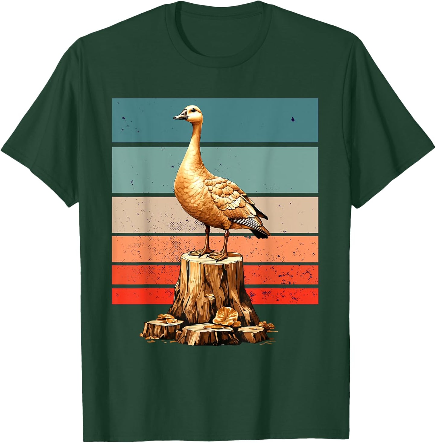 Goose golden majestic realistic tree stump nature Bird T-Shirt - T-Shirt | Forest