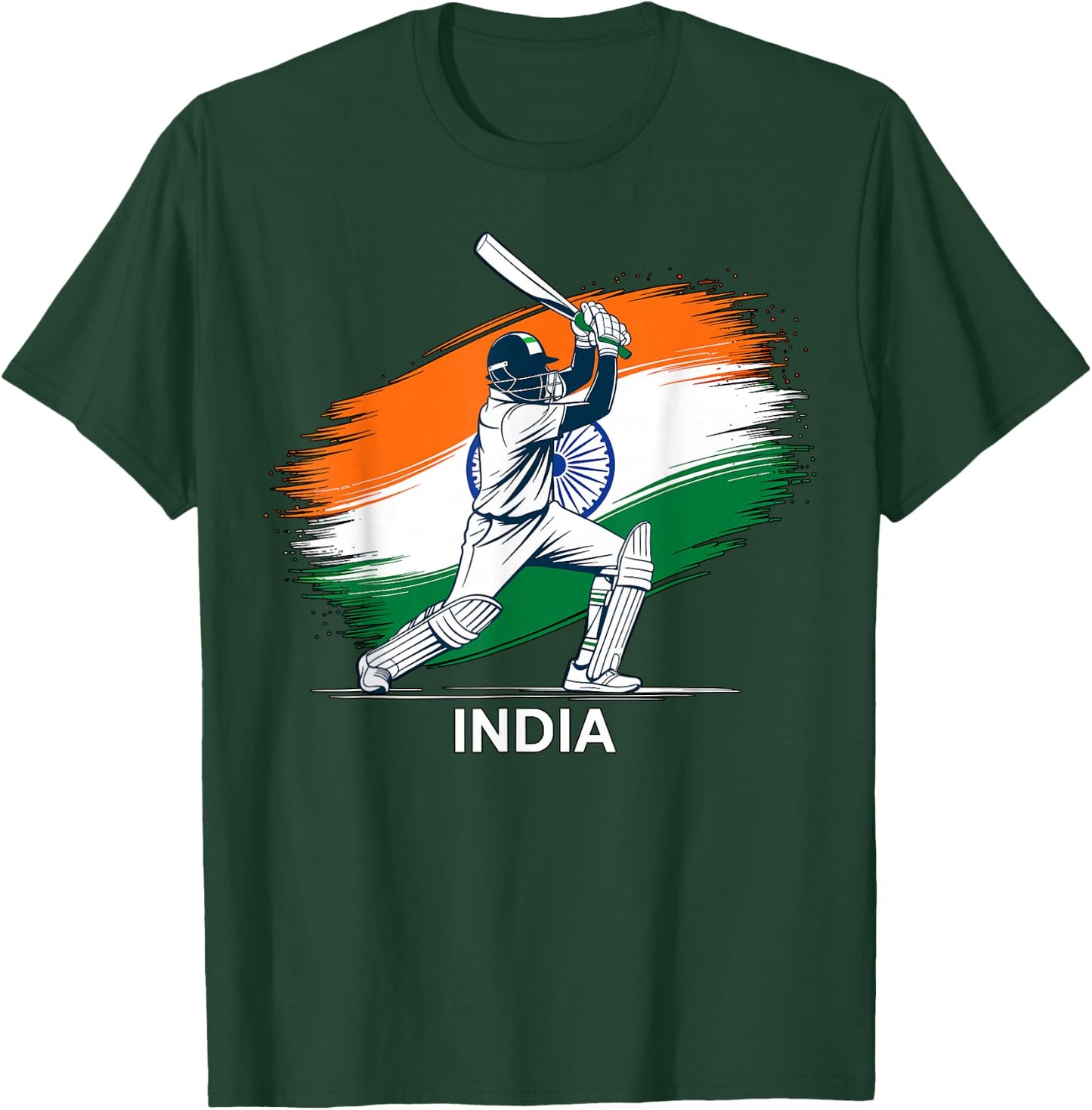 Indian Cricket with Flag T-Shirt - T-Shirt | Forest