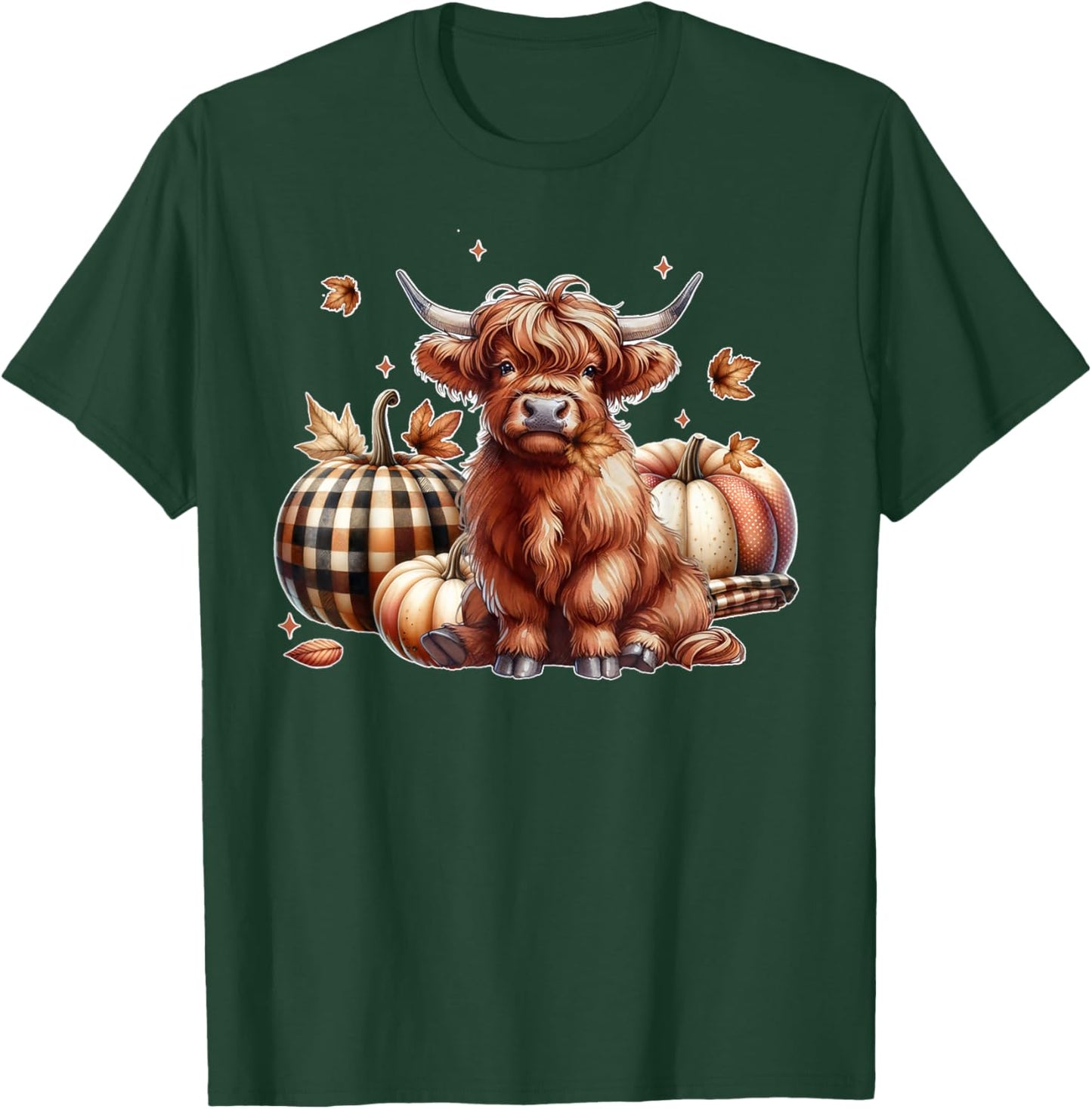 Howdy Fall Western Farm Country Highland Cow Autumn Pumpkin T-Shirt - T-Shirt | Forest