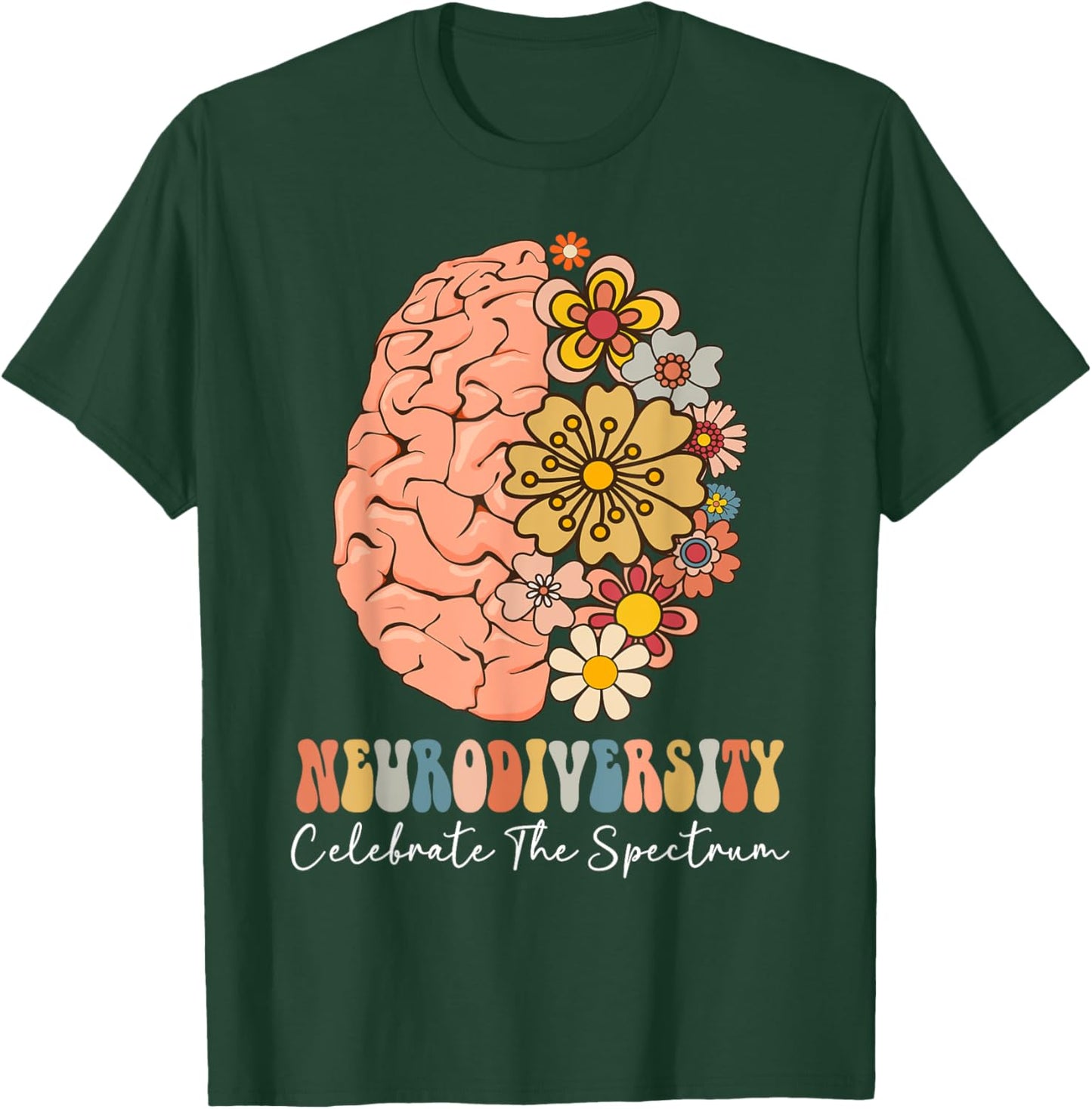 Neurodiversity celebrate the spectrum Brain Autism Awareness T-Shirt - T-Shirt | Forest