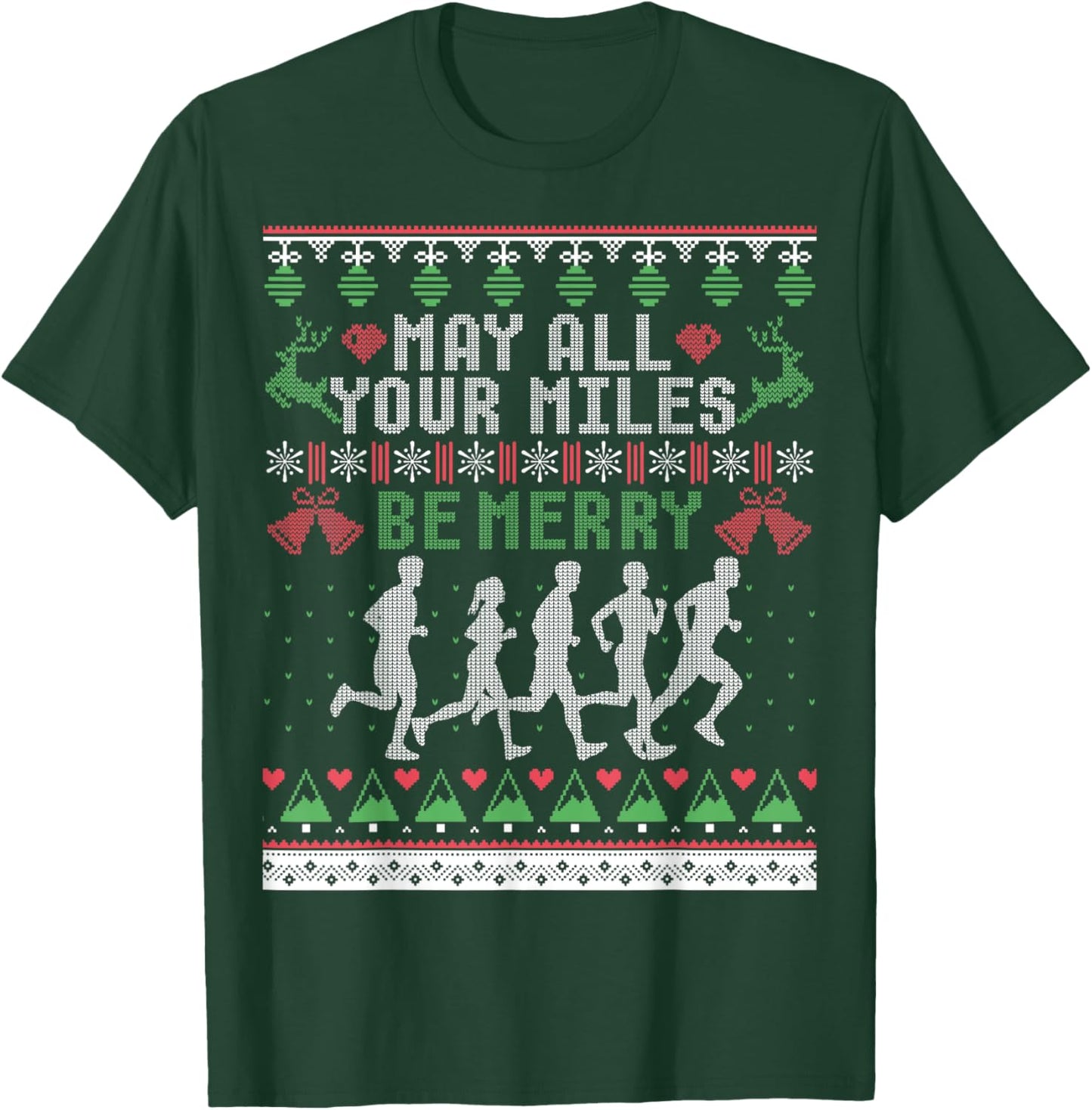 Funny Running Ugly Christmas Sweaters Shirt Runner T-Shirt - T-Shirt | Forest