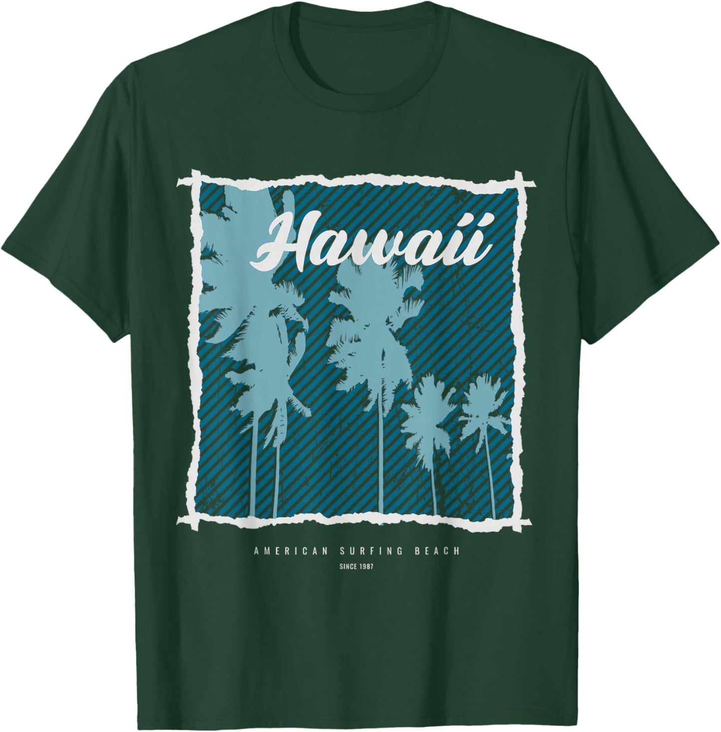 Hawaii American Surfing Beach Since 1987 T-Shirt - T-Shirt | Forest