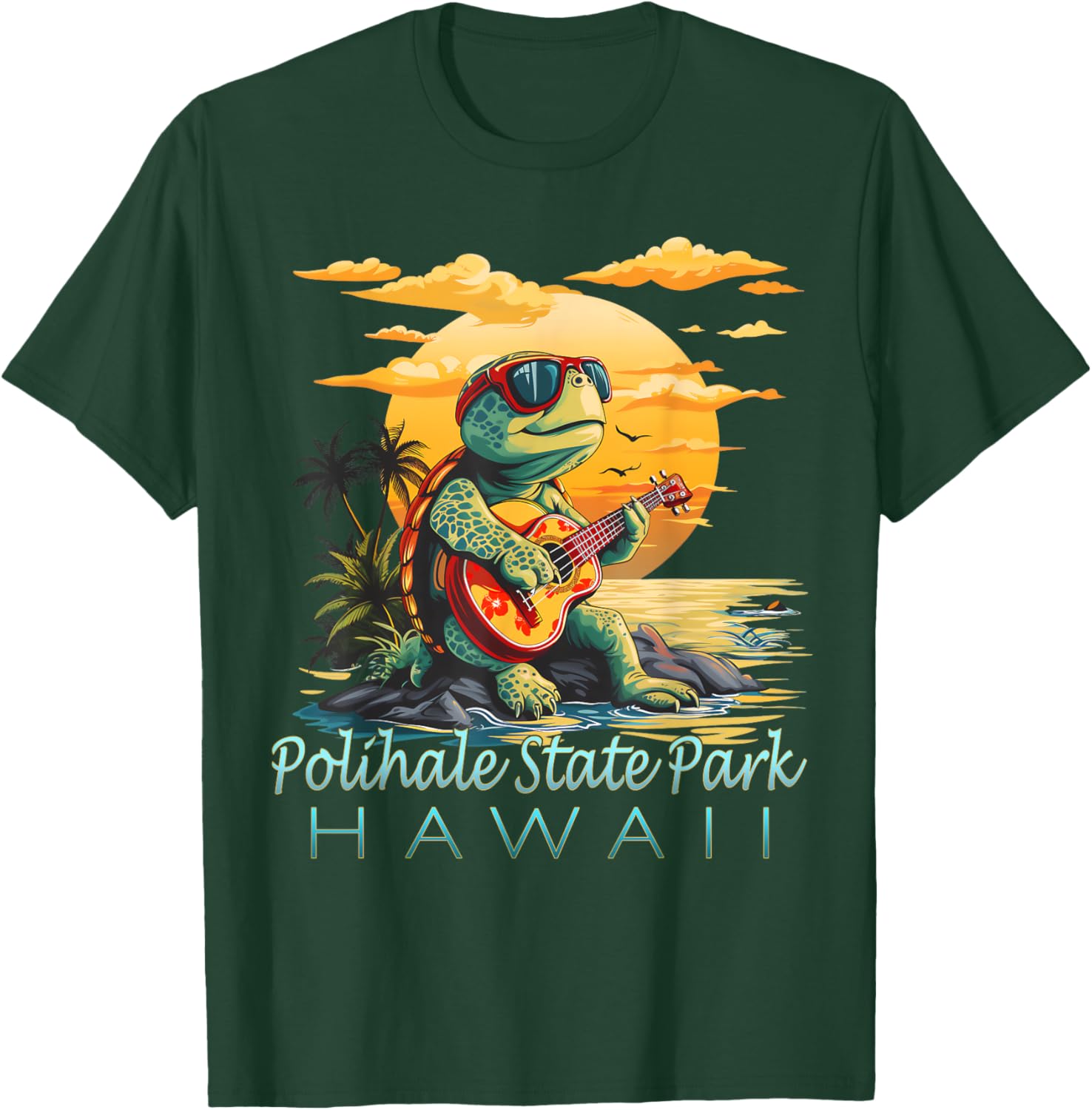 Cute Tropical Polihale State Park Hawaii Sea Turtle Souvenir T-Shirt - T-Shirt | Forest