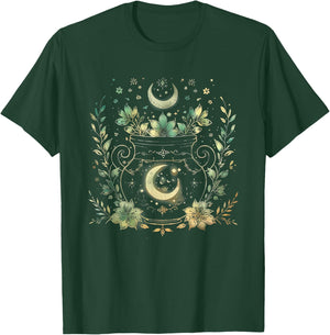 Vintage Witchy Wicca Witch Cauldron Crescent Moon Witchcraft T-Shirt - T-Shirt | Forest
